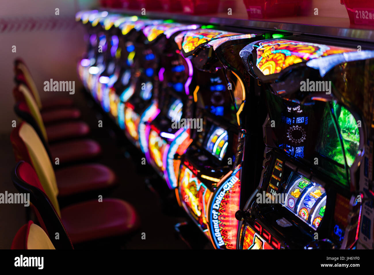 Slot machine venue in Tokyo Stock Photo