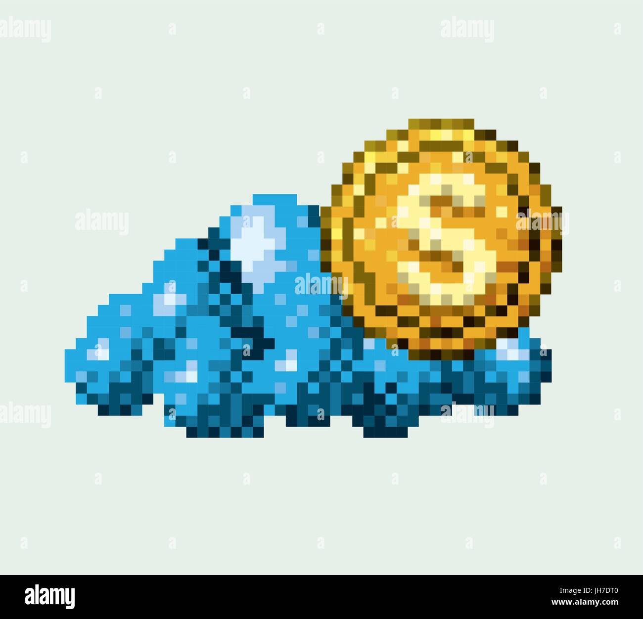 color pixelated cloud with golden coin Stock Vector Image & Art - Alamy