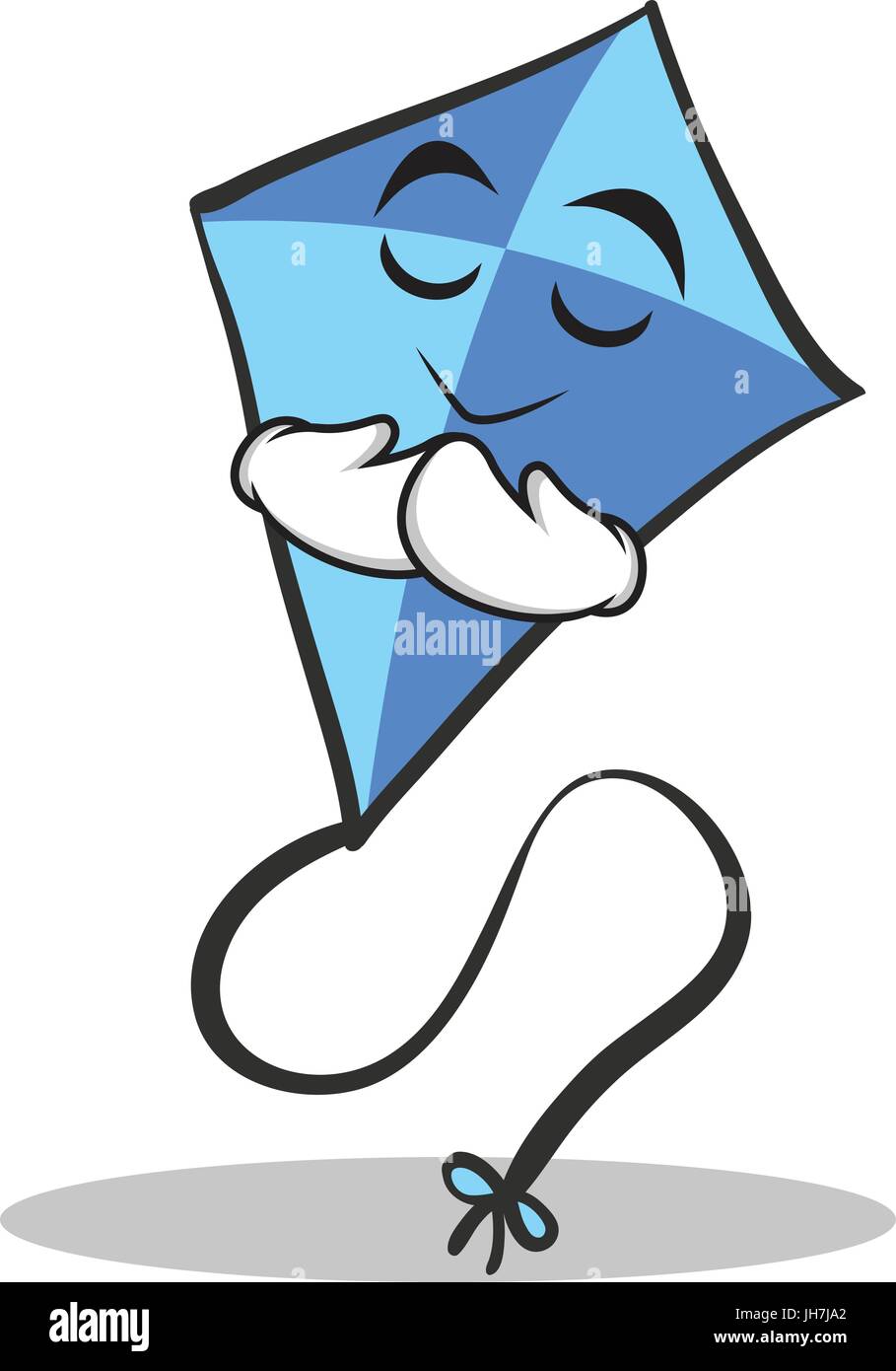 Praying face blue kite character cartoon Stock Vector