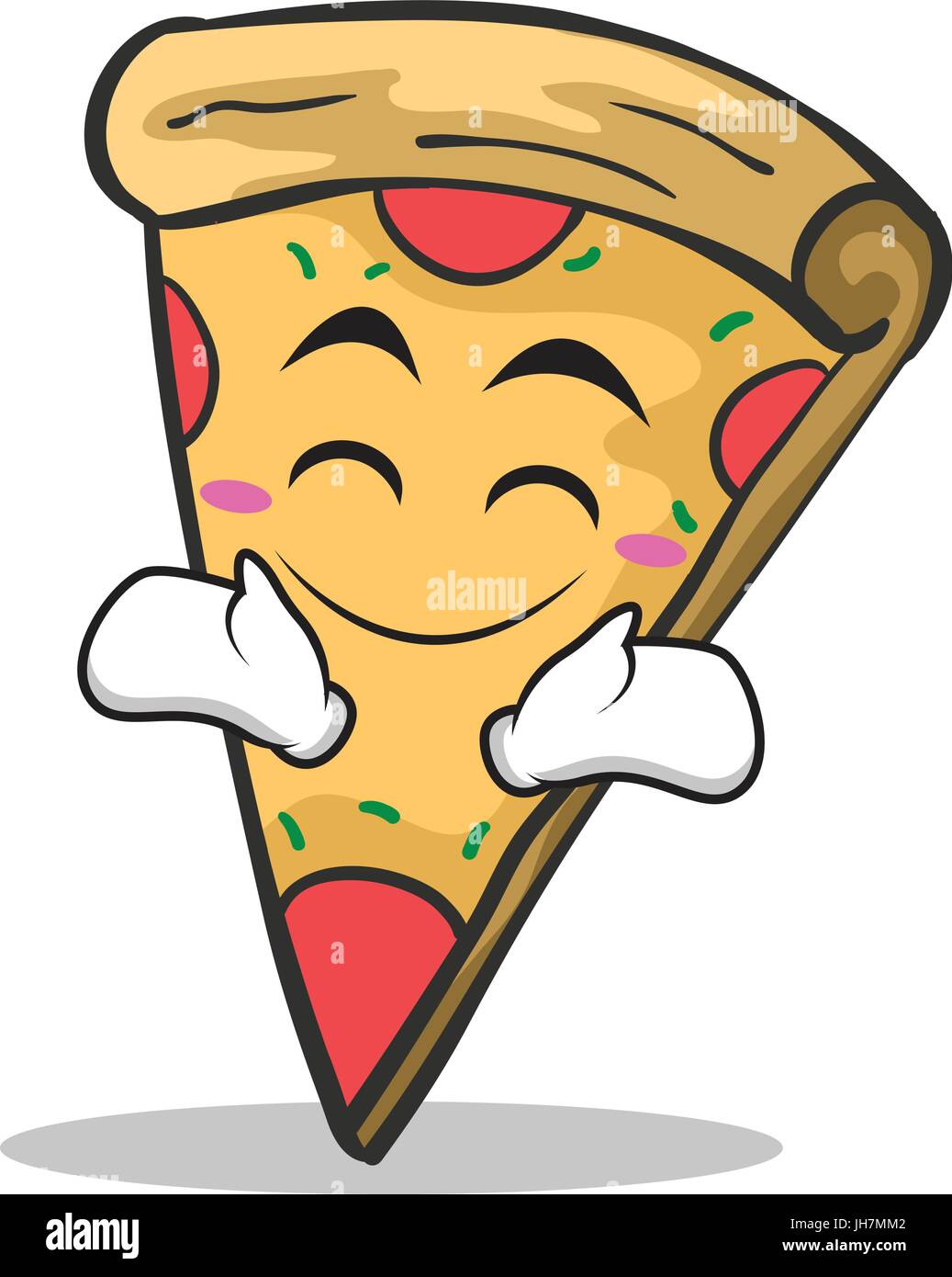 Happy face pizza character cartoon Stock Vector