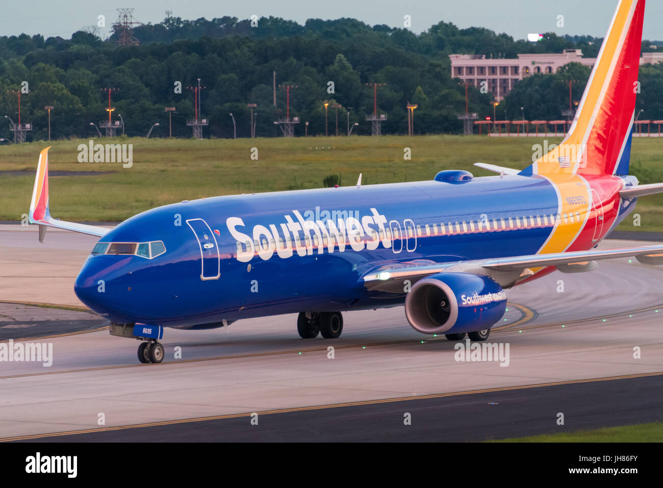 Southwest Airlines jet (Boeing 737-8H4) at Hartsfield-Jackson Atlanta International Airport in Atlanta, Georgia. (USA) Stock Photo