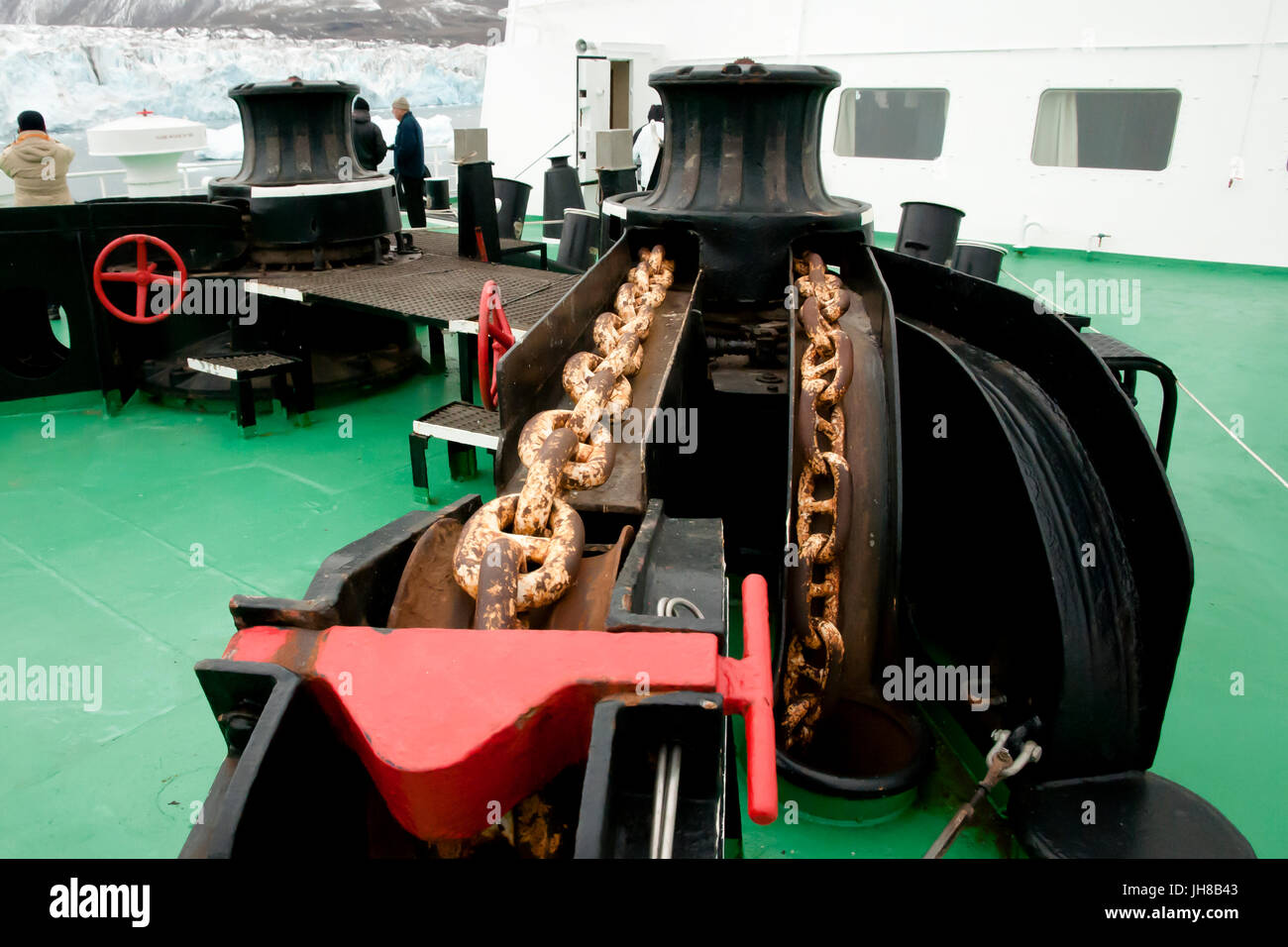 Anchor Chains on Ship Stock Photo