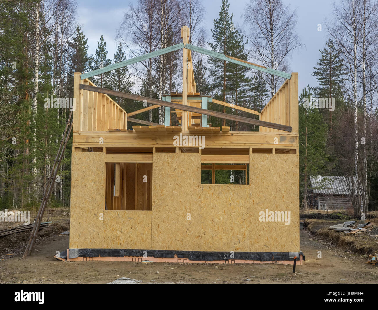 Construction of a frame house Stock Photo - Alamy