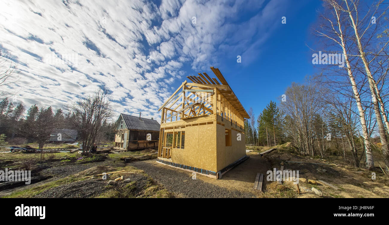 Construction of a frame house Stock Photo - Alamy