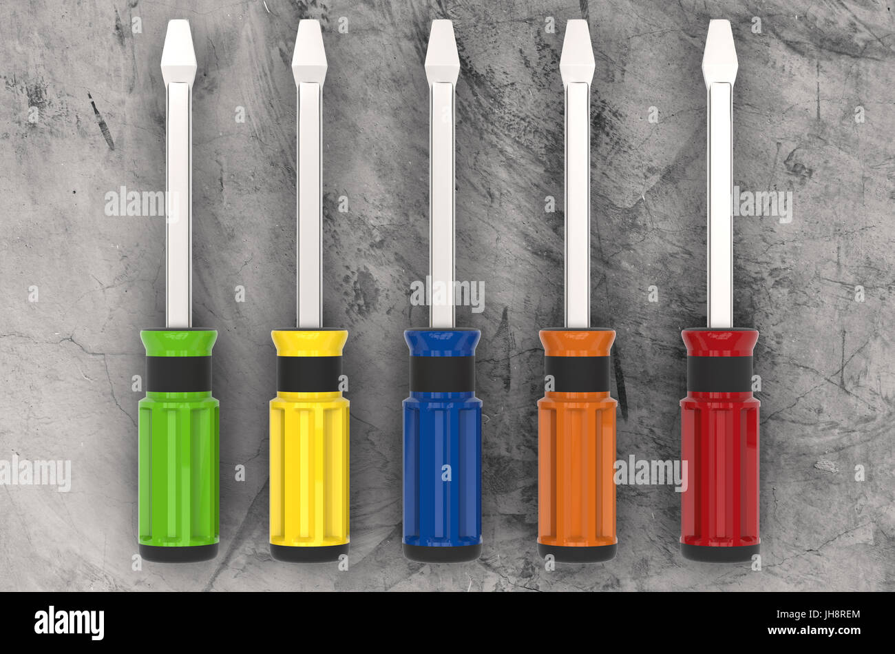 3d rendering colorful screw drivers Stock Photo - Alamy