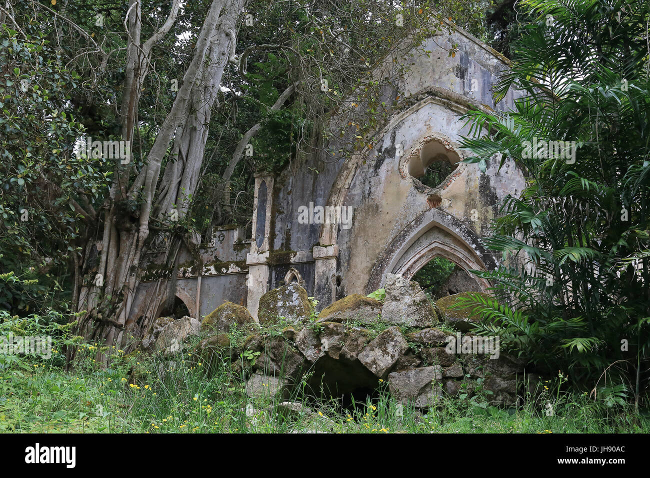 Mock ruins in Monserrate gardens, Silves, Portugal Stock Photo