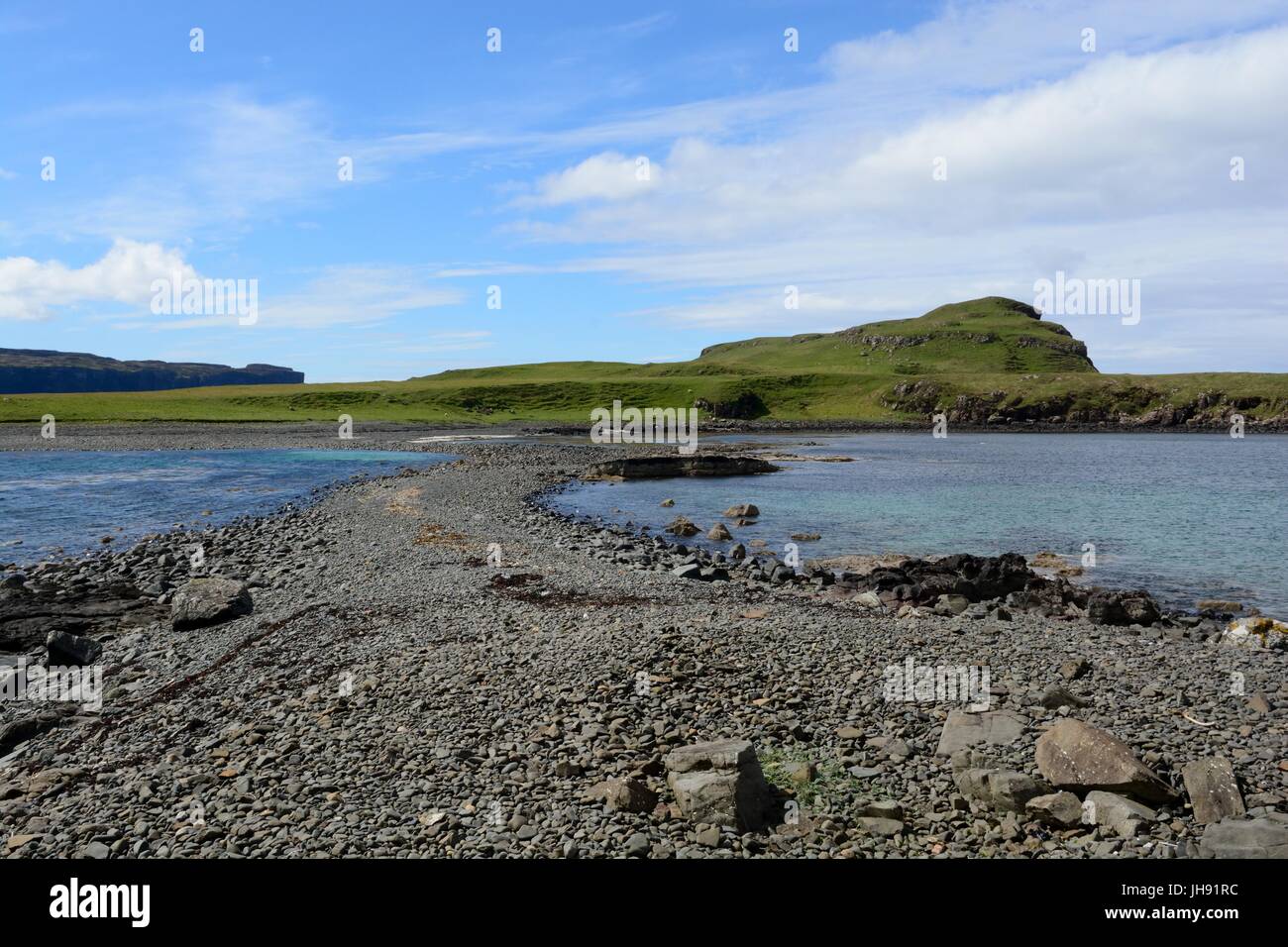 Oronsay  Causeway linking Oronsay Island to the Isle of Skye at low tide Ullinish Inner Hebrides Scotland Stock Photo