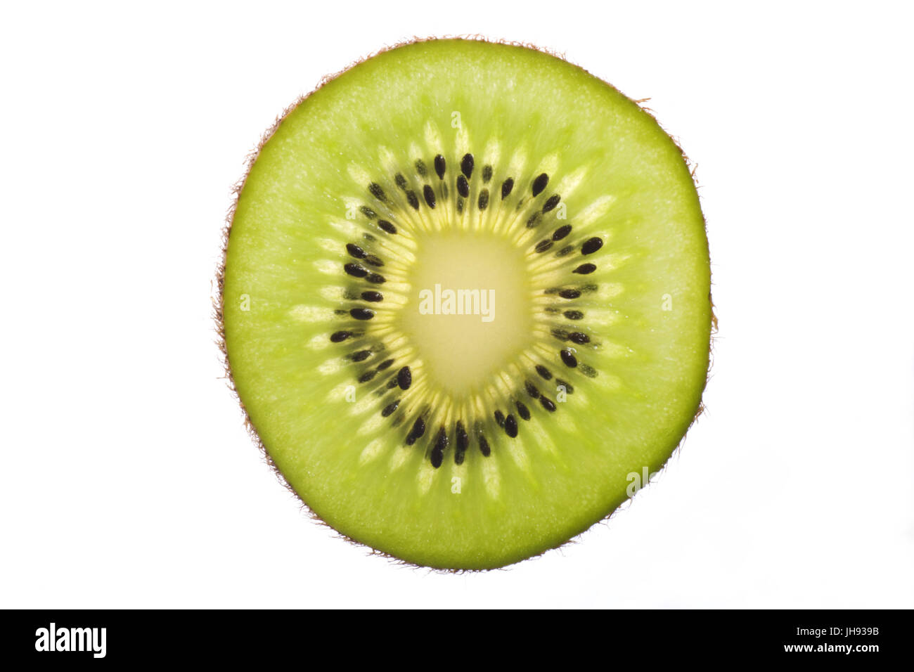 Ripe Juicy Kiwi Fruit, Half Full. Studio shoot retouched. Stock Photo