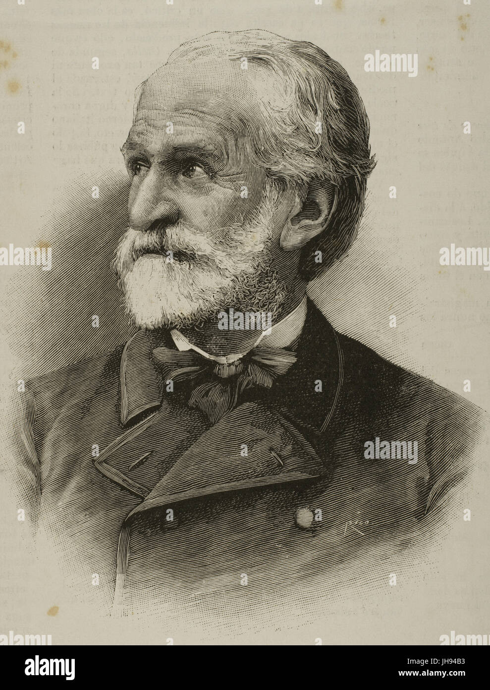 Giuseppe Verdi (1813-1901). Italian composer. Engraving by Rico in The Spanish and American Illustration, 19th century. Stock Photo