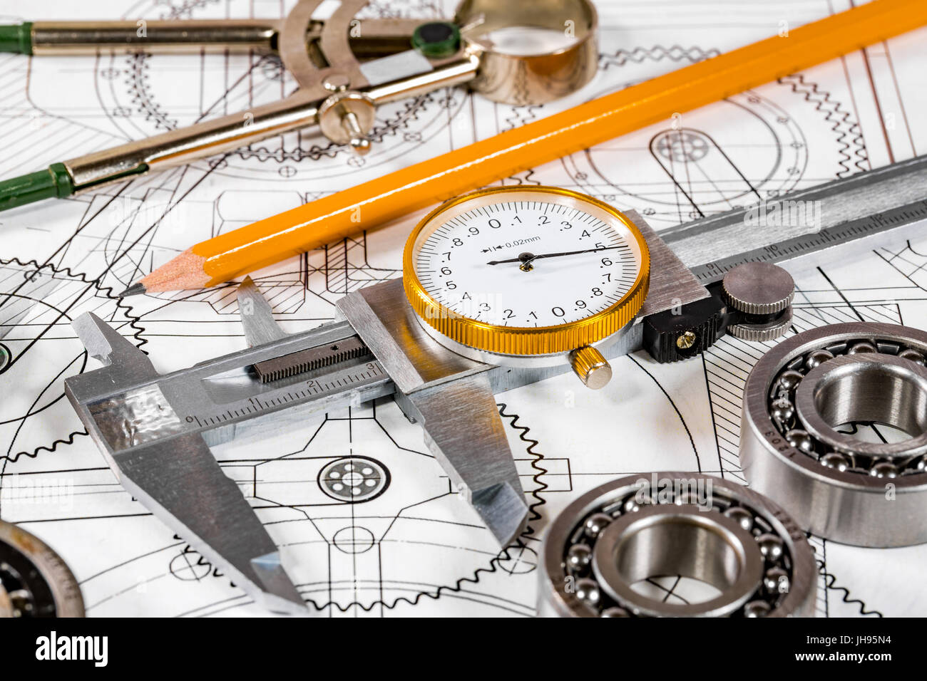 Technical drawing and tools Stock Photo - Alamy