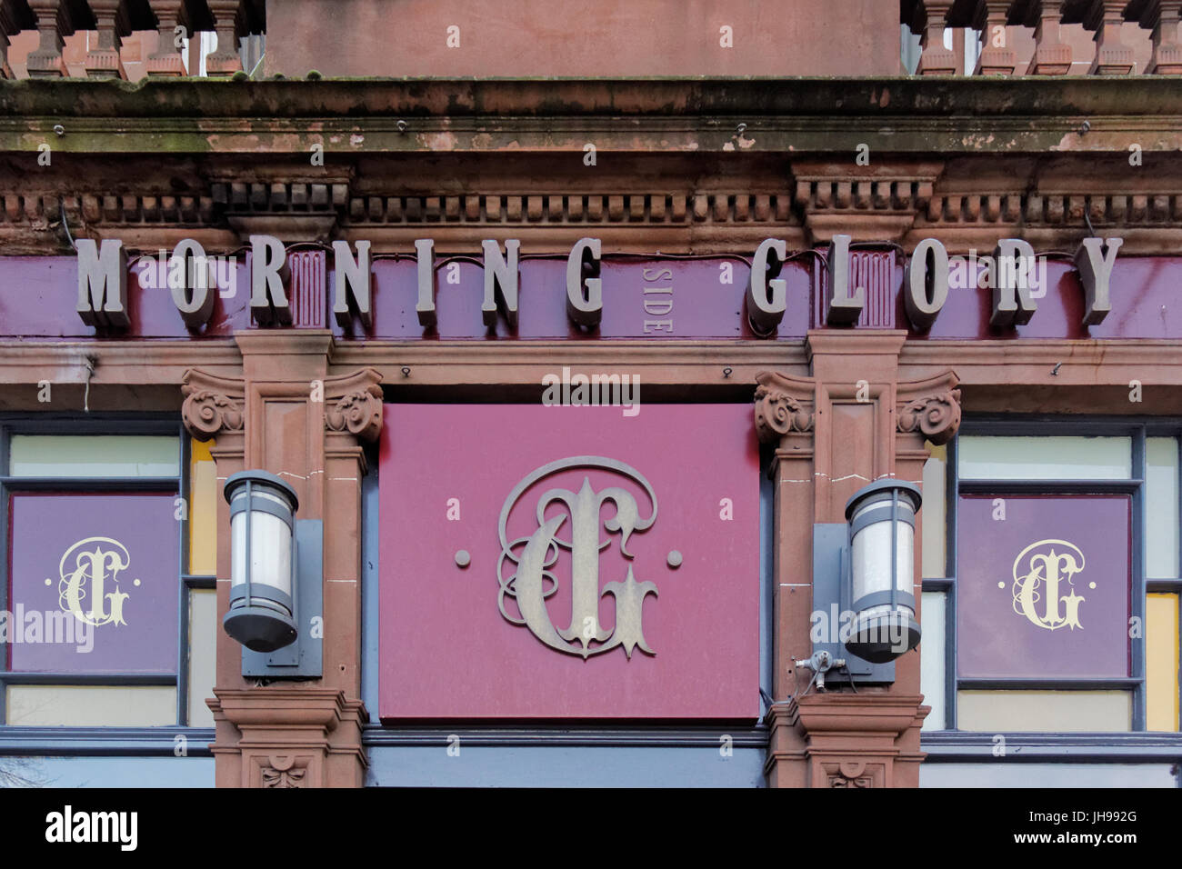 Morning Glory unfortunately named Morningside pub sign  Edinburgh Stock Photo