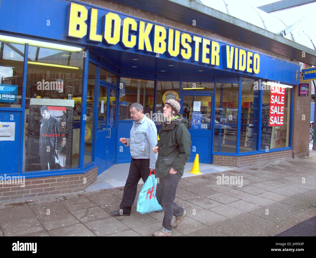 blockbuster video street store in Glasgow Partick after administration being decommissioned during  its demise at the time Stock Photo