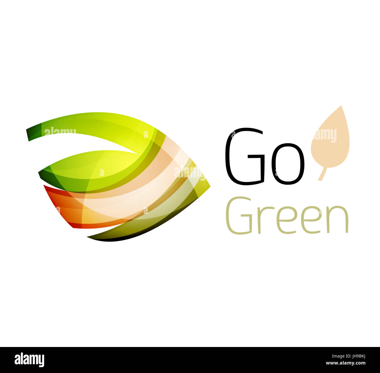 Abstract eco leaves logo design made of color pieces various