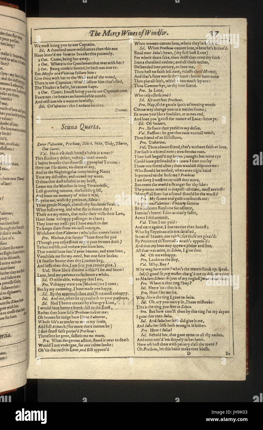 Shakespeare Paper First Folio, Shakespeare - 0055 Stock Photo - Alamy