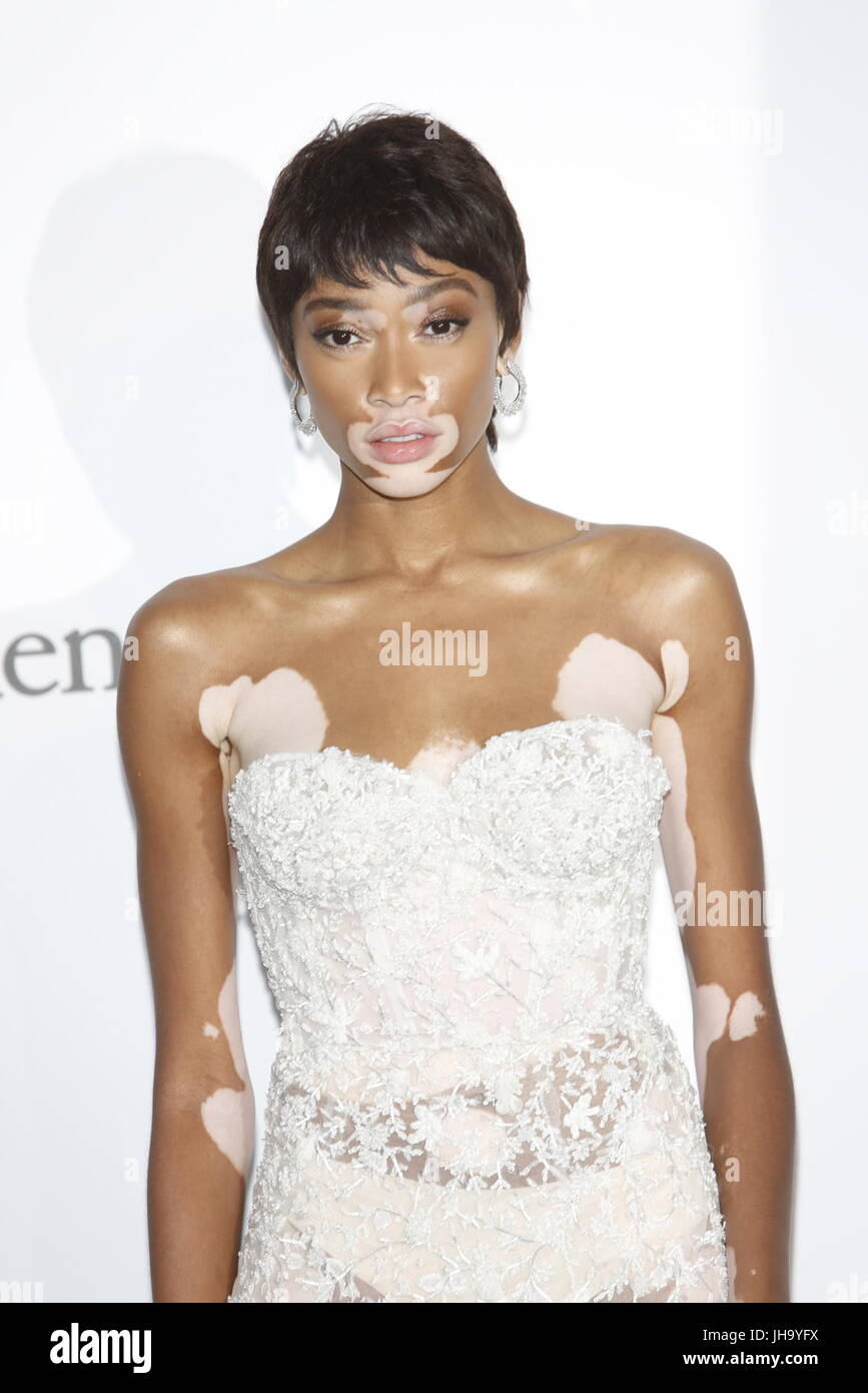 Winnie Harlow arrives at the amfAR Gala during the 70th Annual Cannes Film Festival at Hotel du Cap Eden-Roc in Cap d'Antibes, France, on 25 May 2017. Photo: Hubert Boesl   NO WIRE SERVICE   Photo: Hubert Boesl/dpa | usage worldwide Stock Photo
