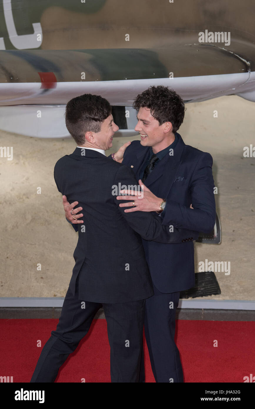 London, United Kingdom. 13 July 2017. Stars appear for the world premiere of Dunkirk at the Odeon Leicester Square in London. Pictured: Aneurin Barnard and Barry Keoghan Credit: Peter Manning / Alamy Live News Stock Photo