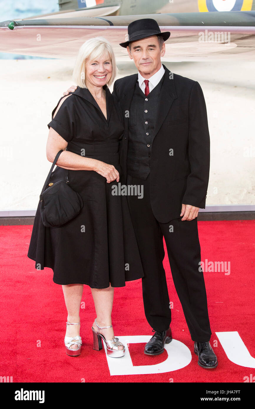 London, UK. 13 July 2017. Claire van Kampen and Sir Mark Rylance arrive for the World Premiere of the Christopher Nolan film Dunkirk in Leicester Square. Photo: Bettina Strenske/Alamy Live News Stock Photo