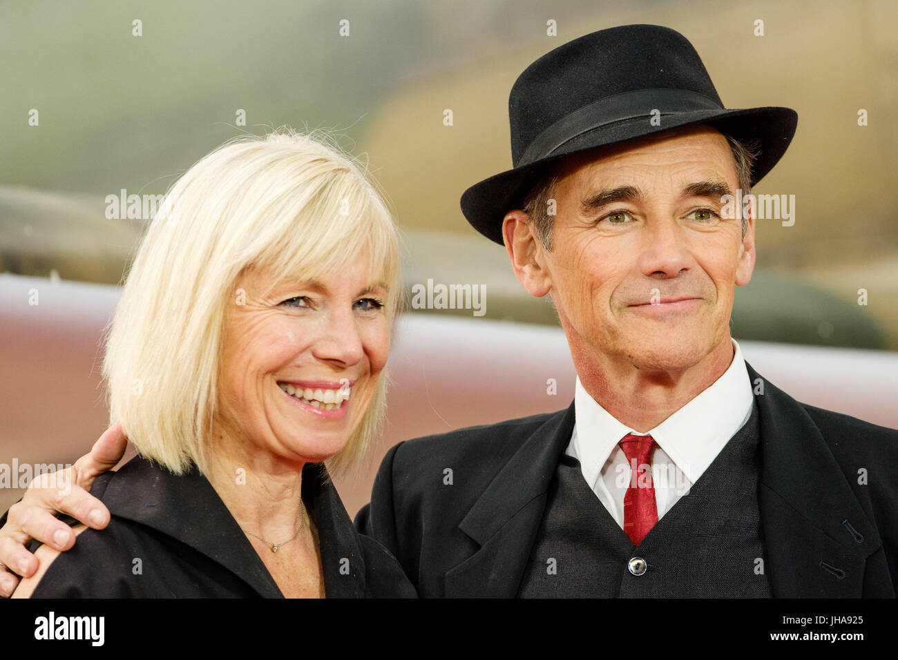 London, UK. 13th July, 2017. Mark Rylance , Claire van Kampen at World Premiere of DUNKIRK on Thursday 13 July 2017 held at ODEON Leicester Square, London. Pictured: Mark Rylance , Claire van Kampen. Credit: Julie Edwards/Alamy Live News Stock Photo