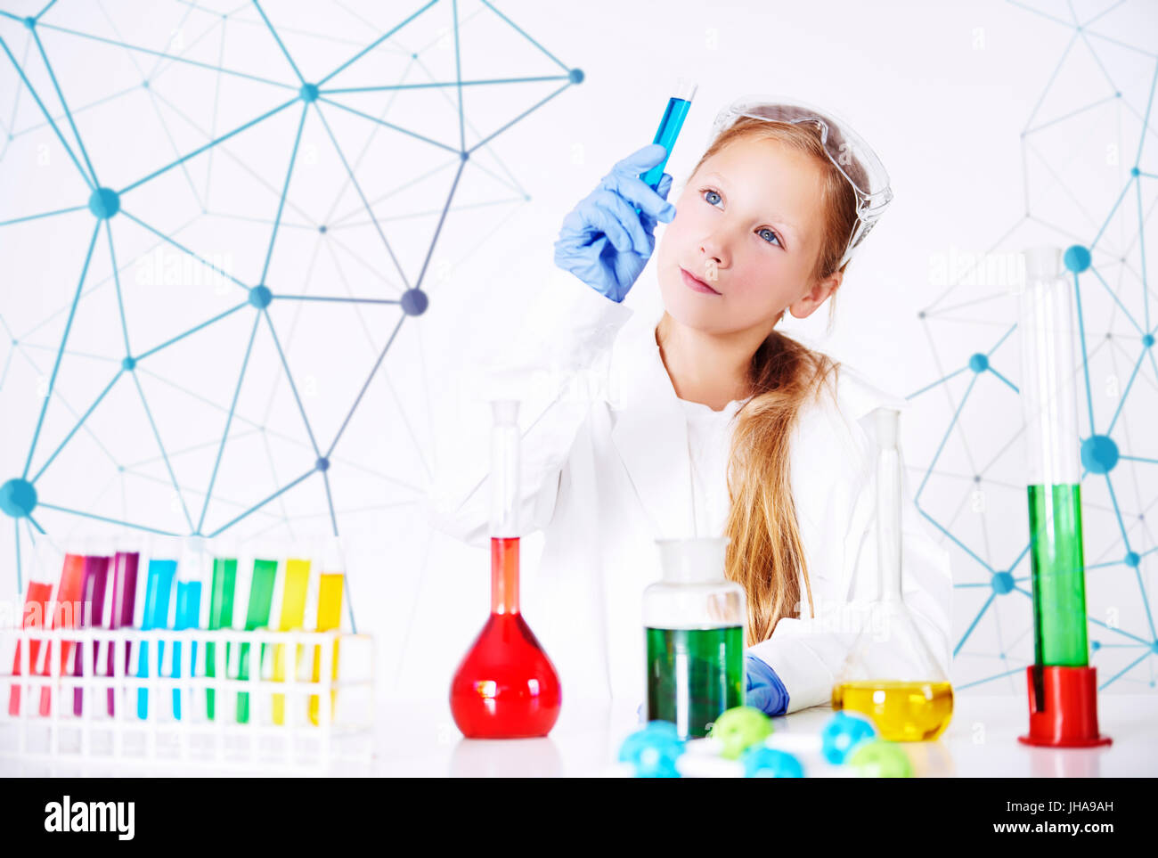 Little specialist in chemical laboratory Stock Photo Alamy