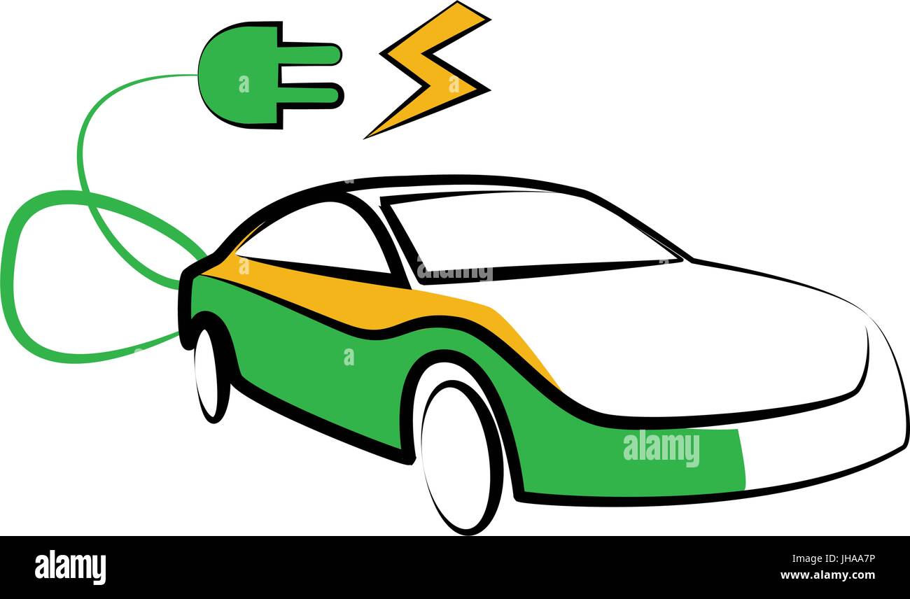 modern electric car silhouette. electric car vector illustration Stock Photo