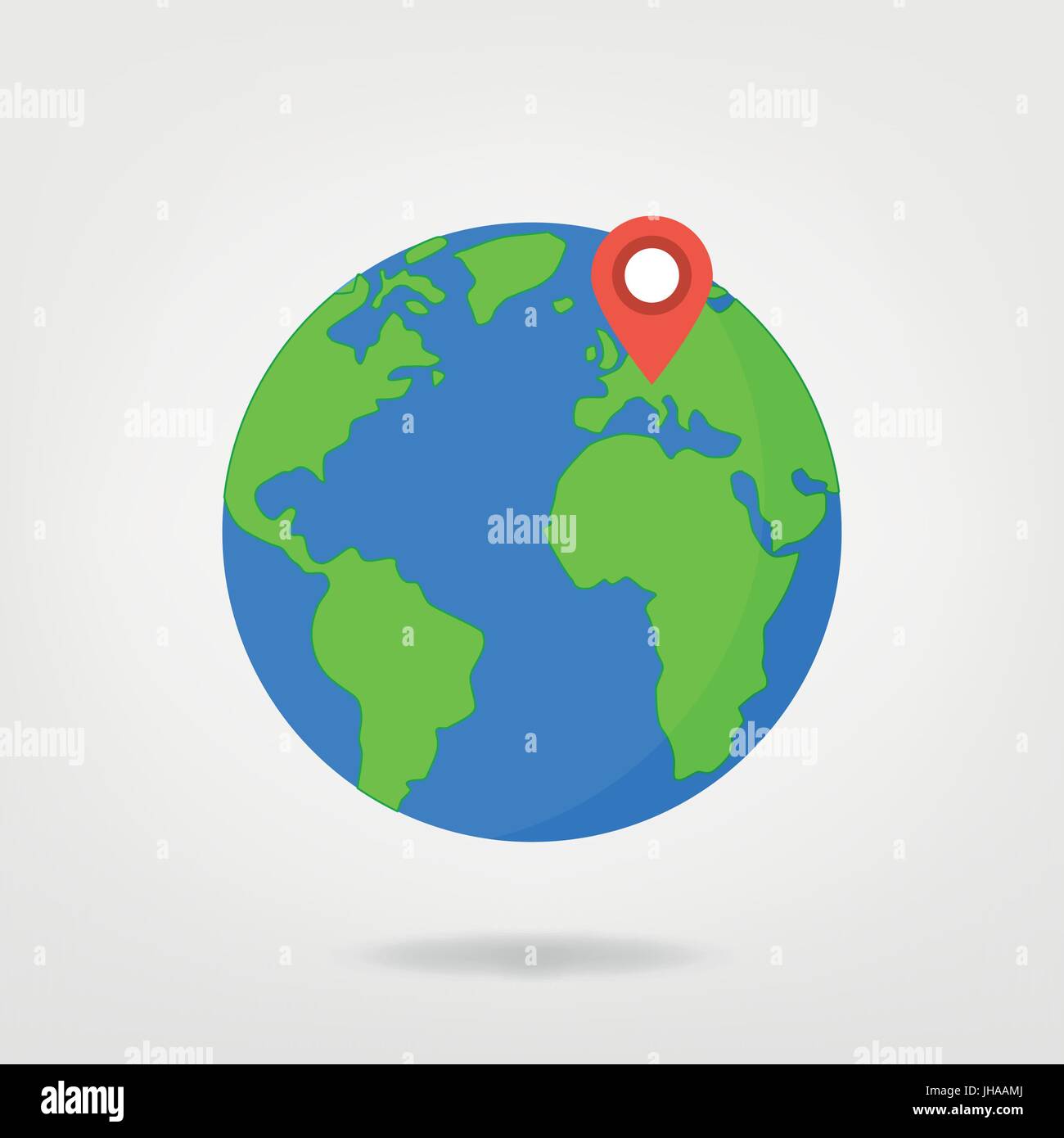 location marker on world illustration - Europe Stock Photo