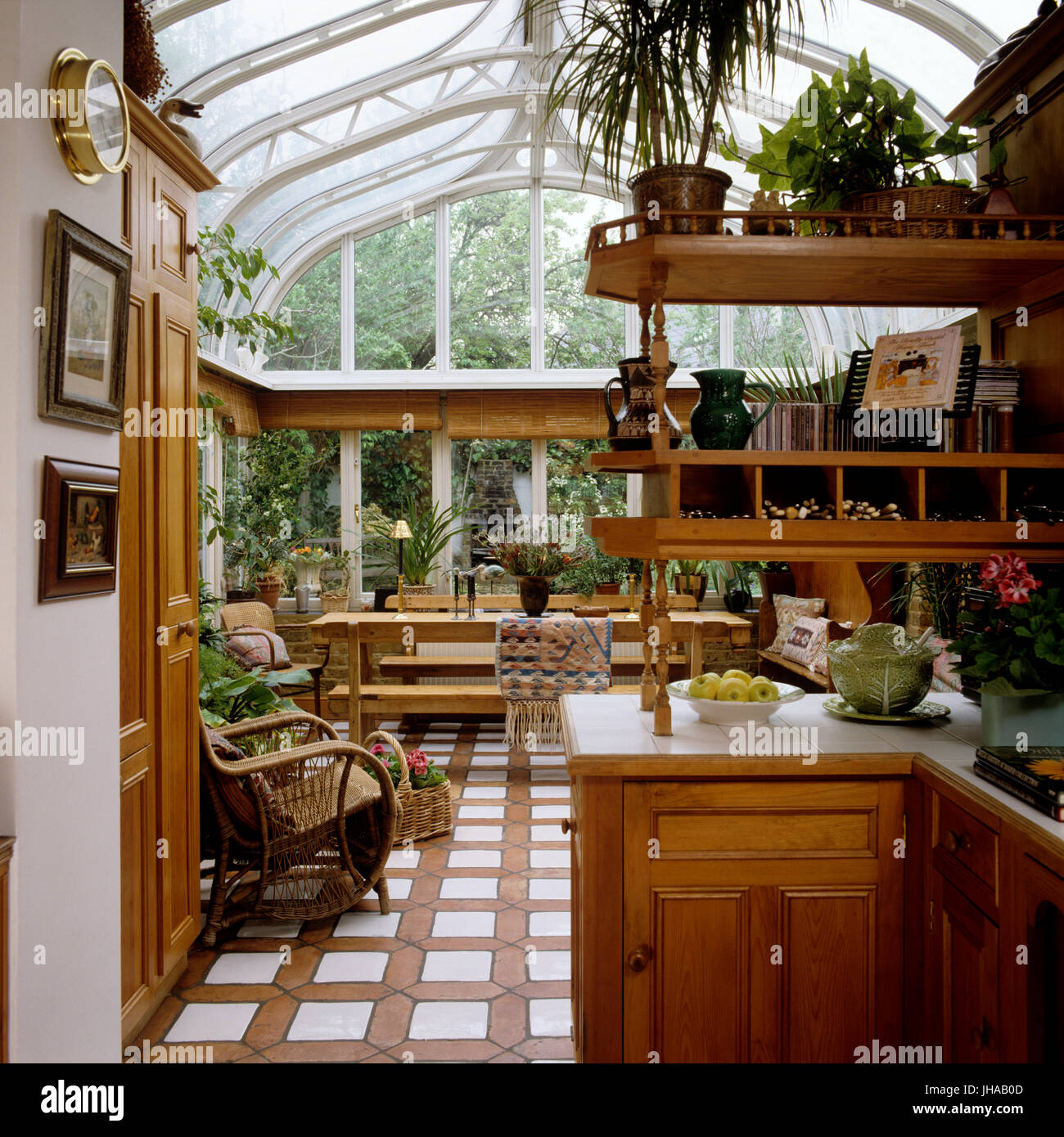 Conservatory by kitchen Stock Photo