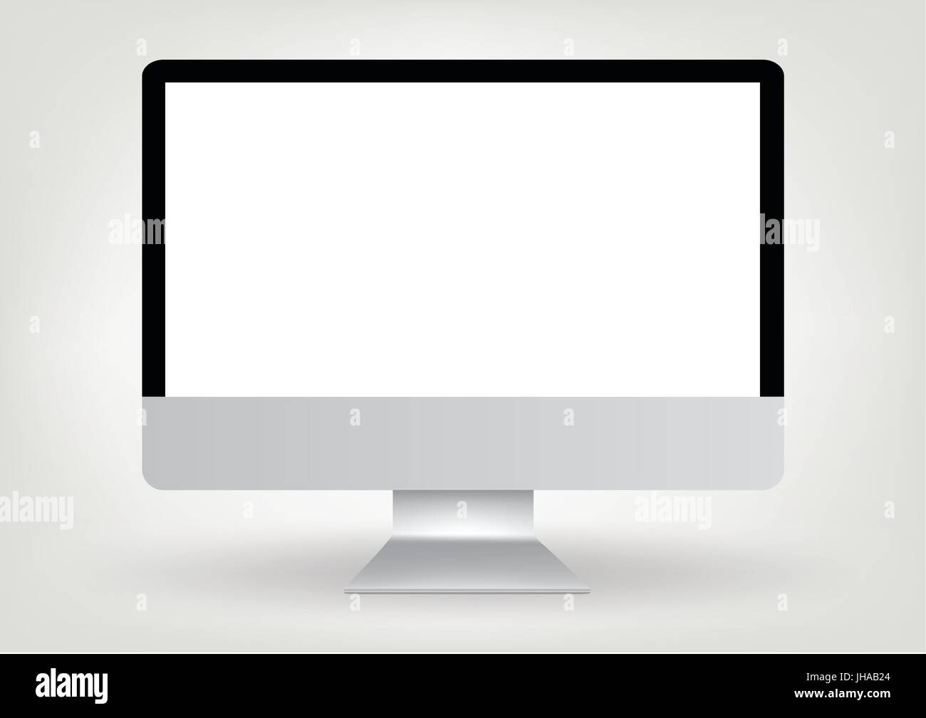 modern desktop computer screen with blank display on a gray background Stock Vector