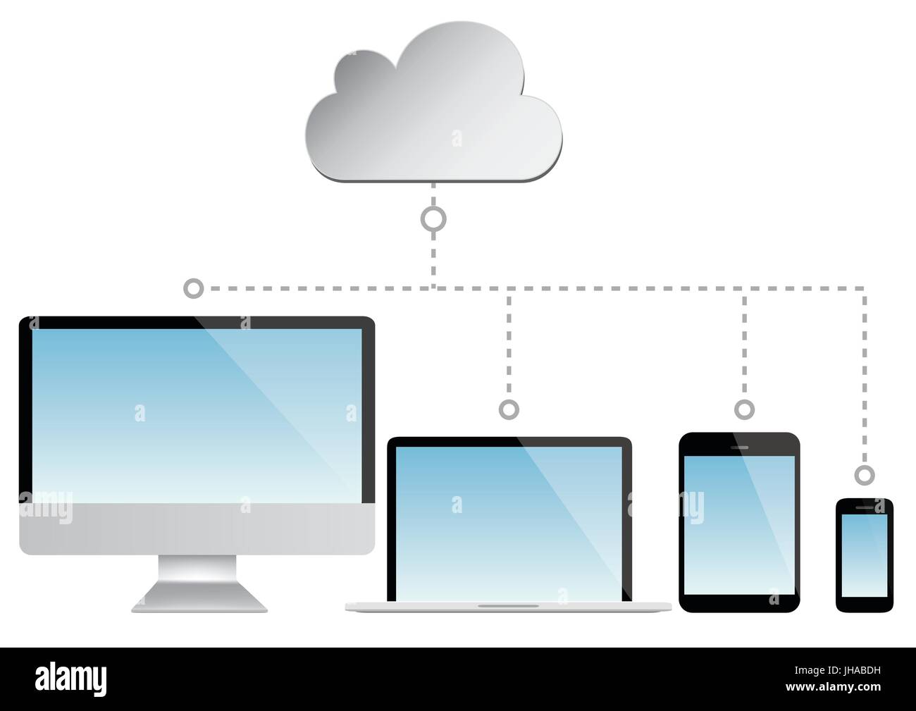 Cloud computing - laptop, tablet and smartphone vector Stock Photo - Alamy