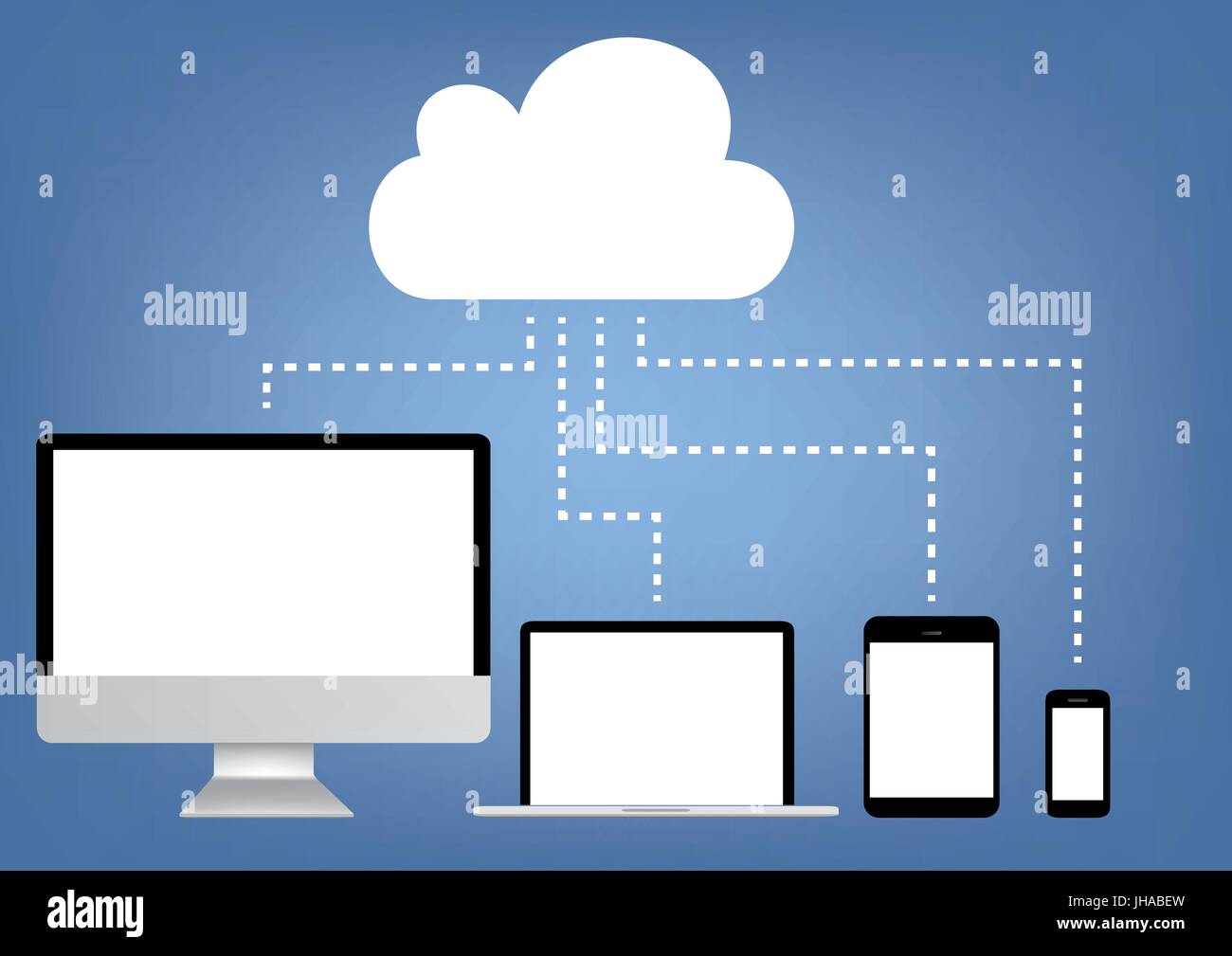 Cloud computing - laptop, tablet and smartphone vector Stock Vector