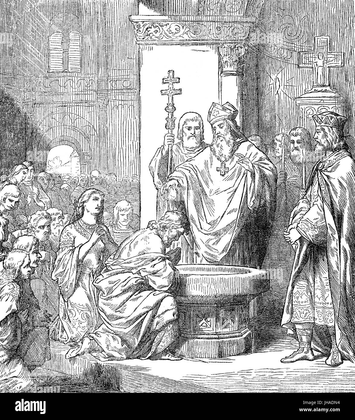 The Baptism of Vladimir the Great or Saint Vladimir of Kiev, c. 958 –1015 Stock Photo