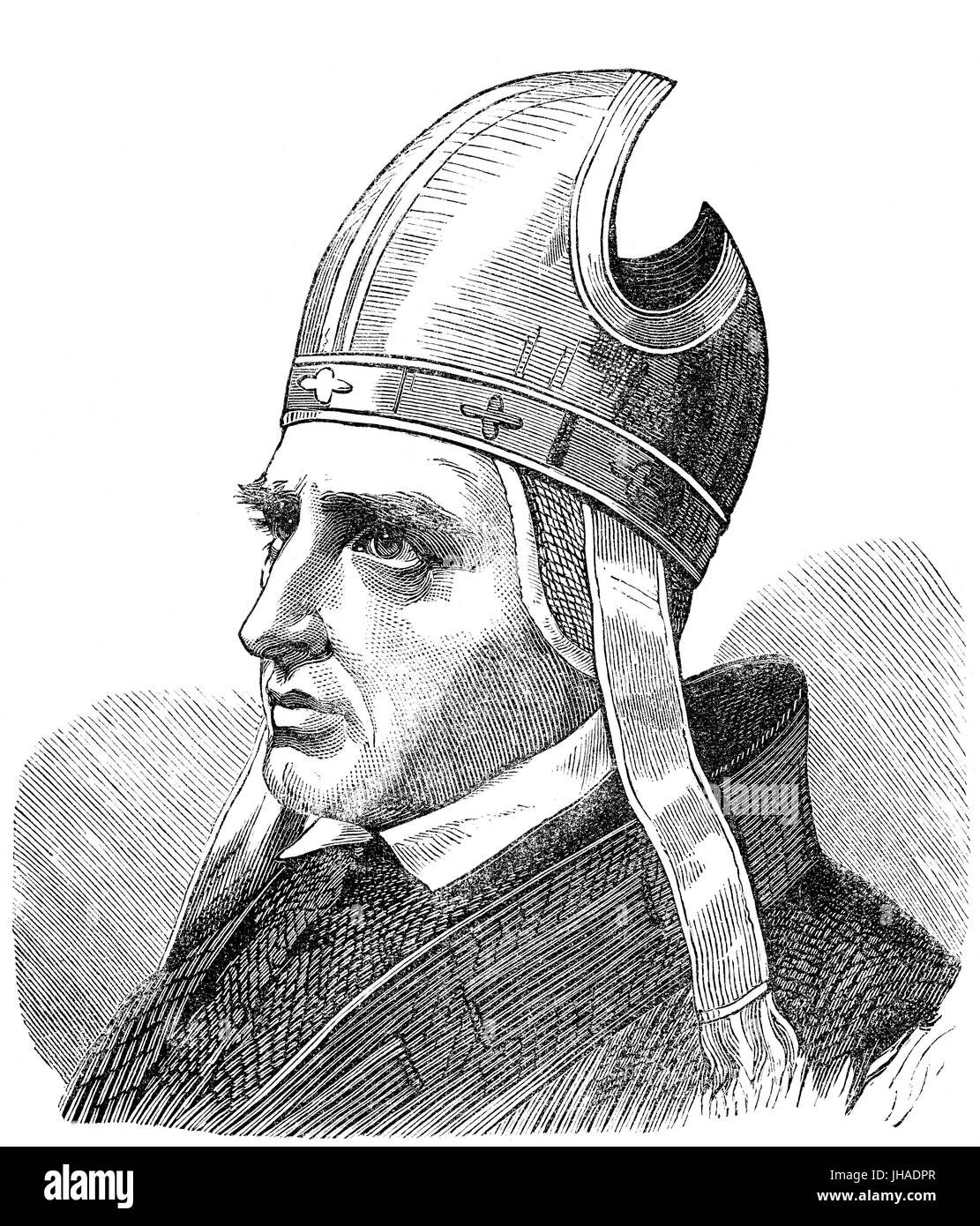 Pope Sylvester II or Silvester II, c. 946 – 1003, was Pope from 2 April 999 to his death in 1003 Stock Photo