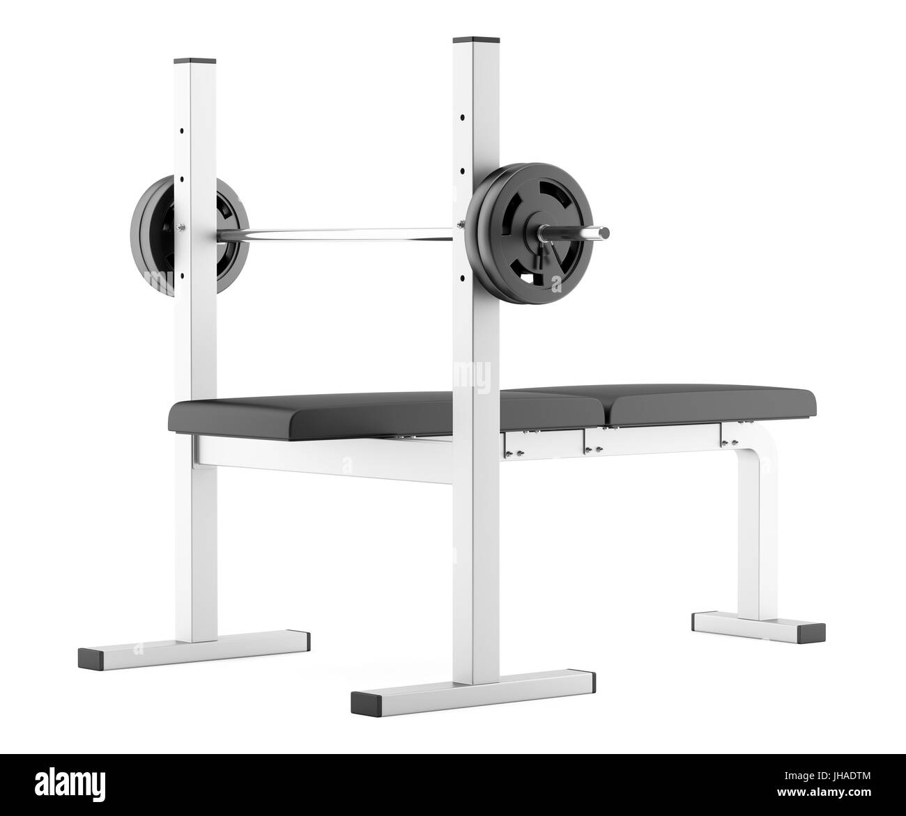 Gym Flat Weight Bench Barbell Black And White Stock Photos