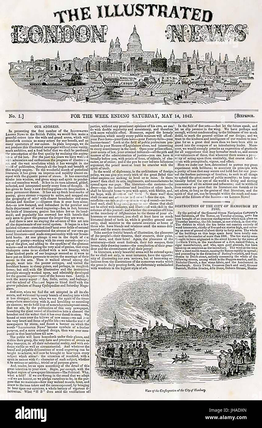 ILLUSTRATED LONDON NEWS First edition 14 May 1842 Stock Photo