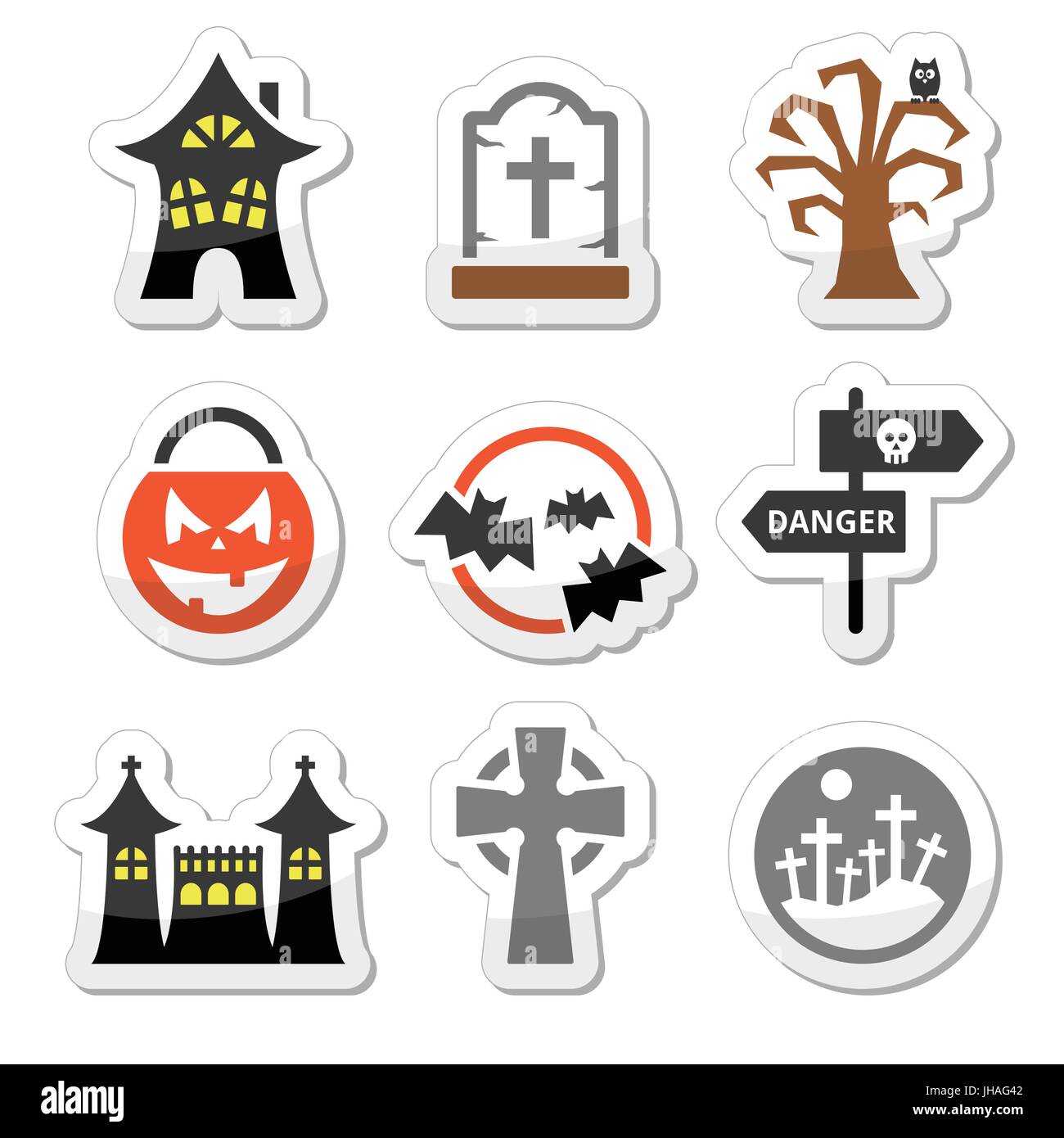 Halloween vector icons set    Icons set for celebrating Halloween isolated on white Stock Vector