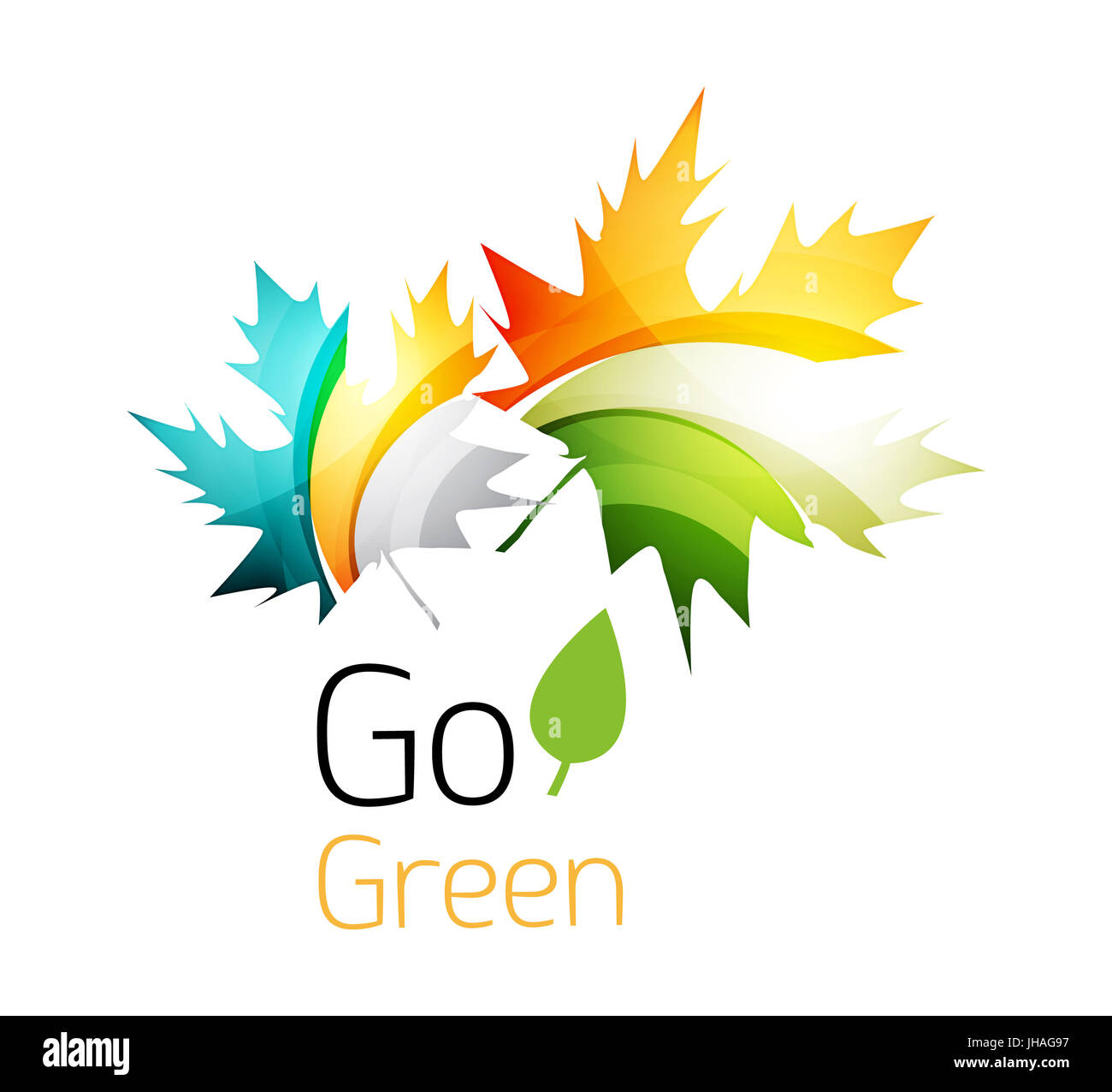 Abstract eco leaves logo design made of color pieces various