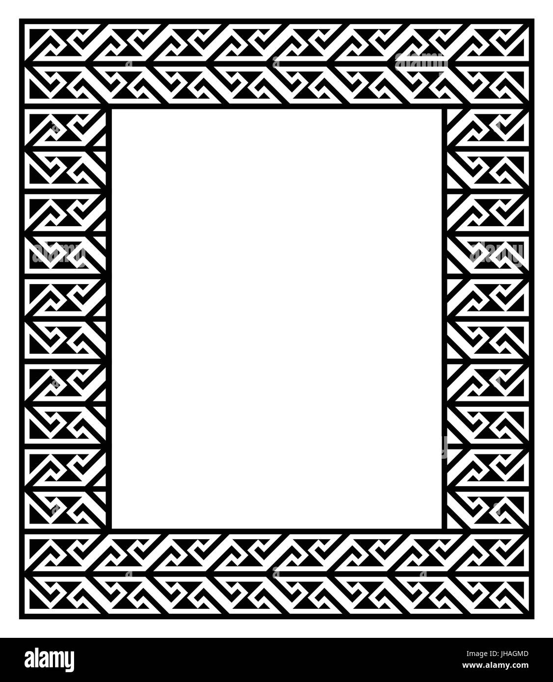 Celtic Key Pattern frame, border Irish, Celtic black frame isolated