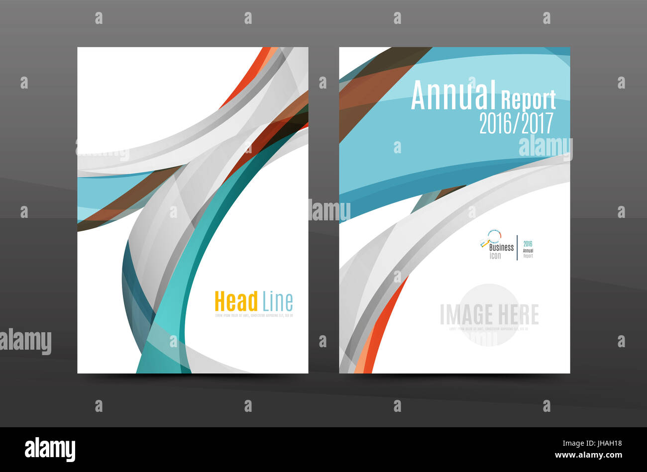 Blue wave annual report cover template. Brochure, flyer template layout ...
