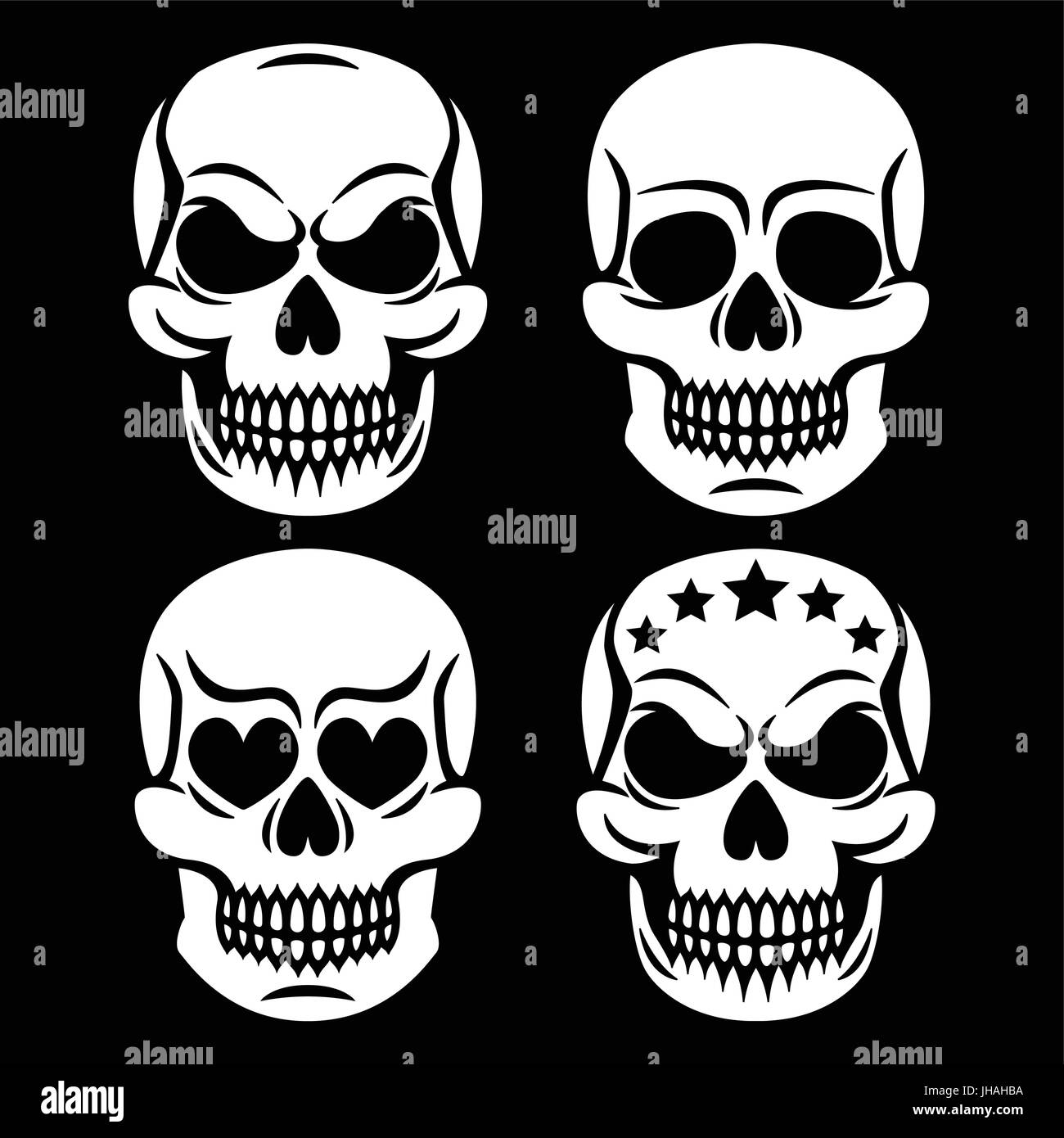 Halloween human skull white design - death, Day of the Dead Stock Vector