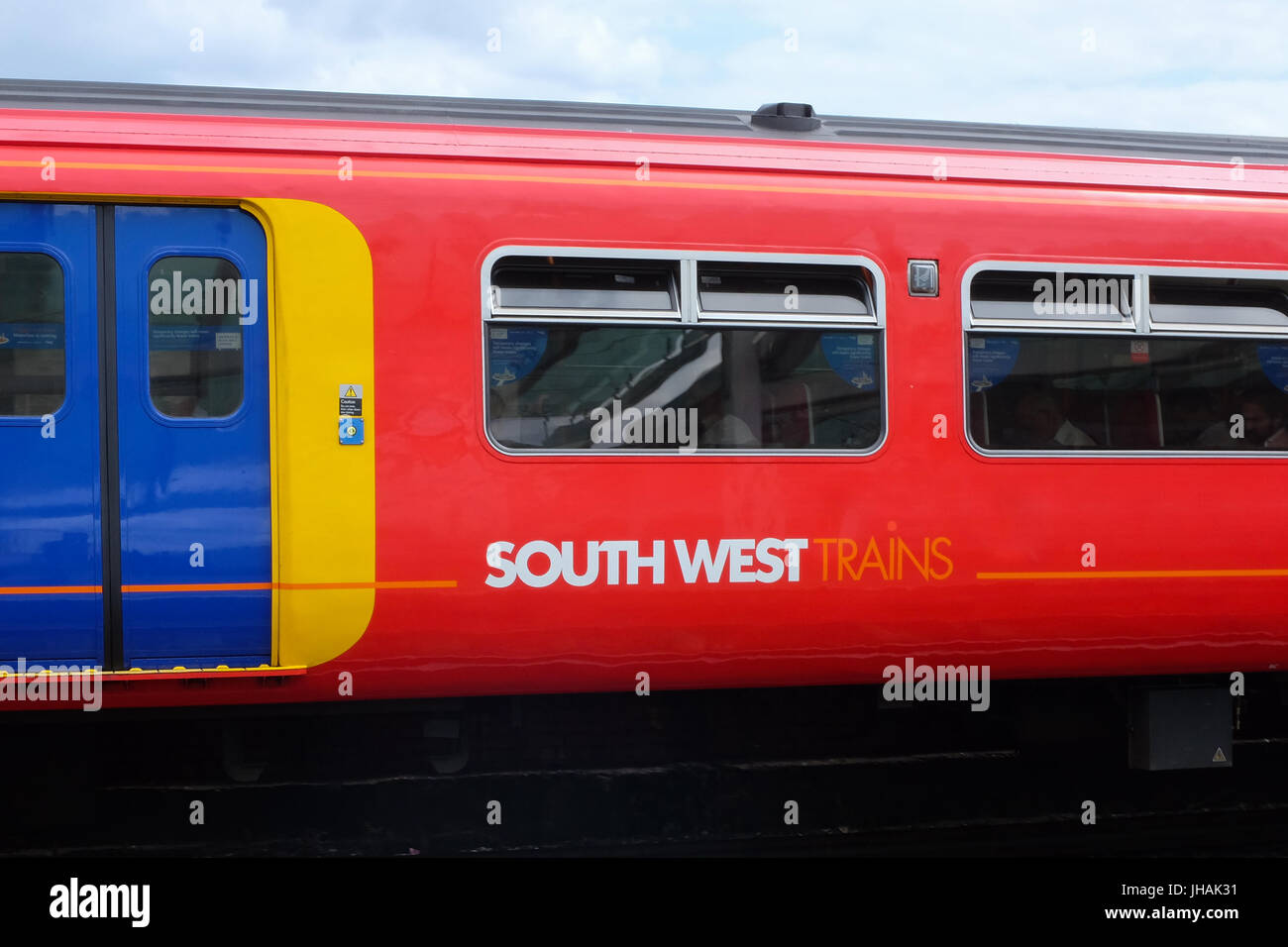A South West train carriage in England. Stock Photo
