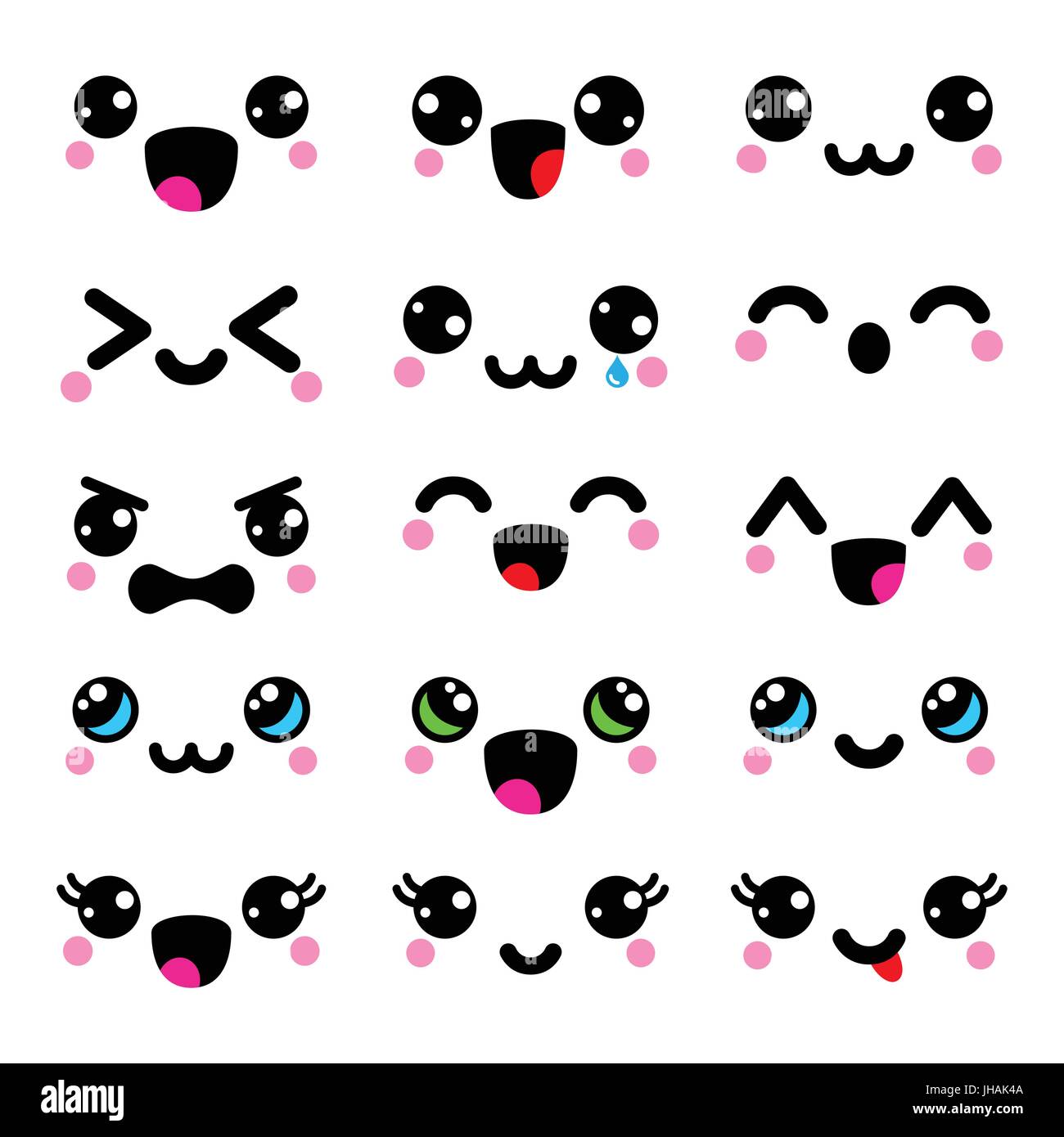 Kawaii cute faces, Kawaii emoticons, adorable characters design