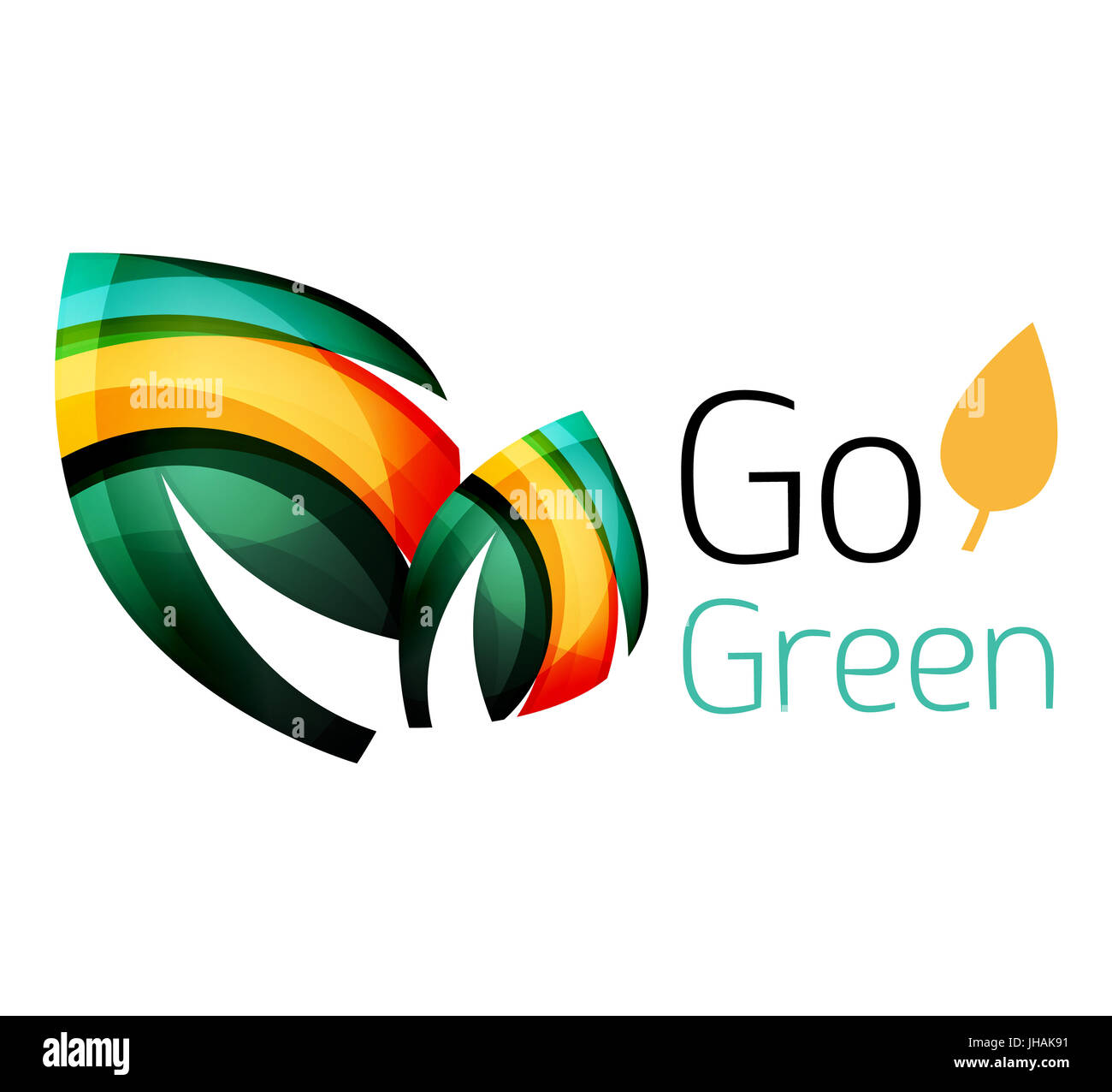 Abstract eco leaves logo design made of color pieces various