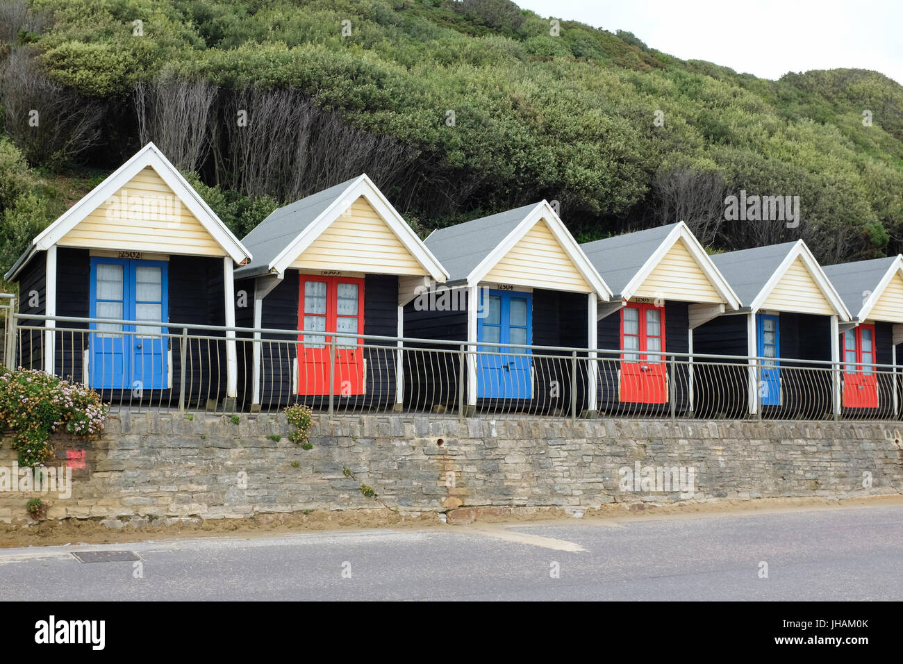 Beach chalets in Bournemouth, Dorset, England. Stock Photo