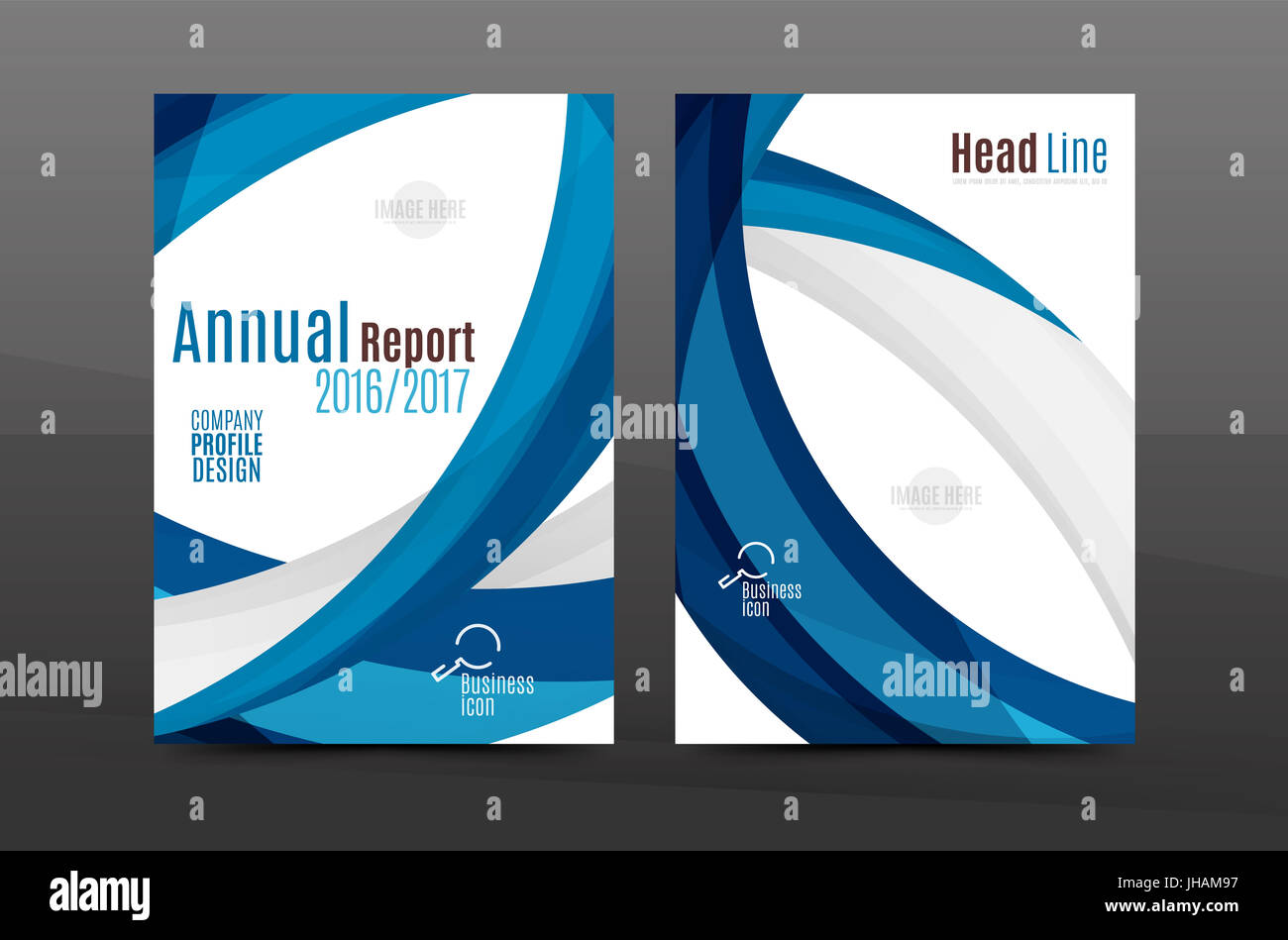 Blue wave annual report cover template. Brochure, flyer template layout ...
