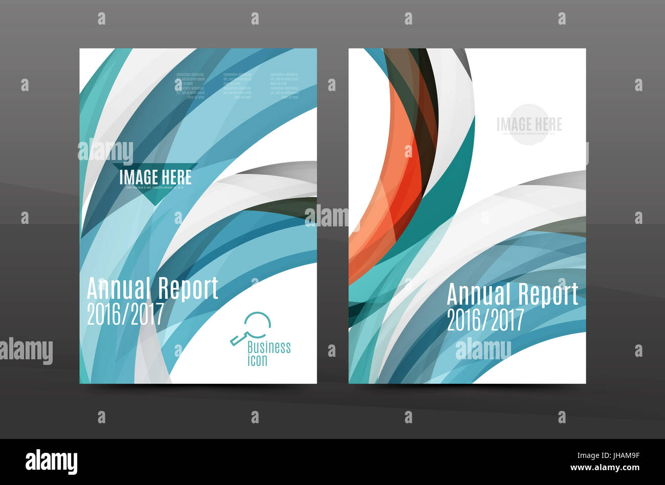 Blue wave annual report cover template. Brochure, flyer template layout ...