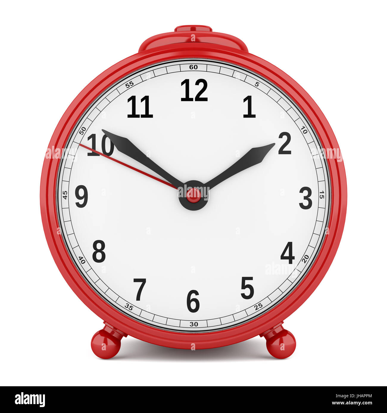 red alarm clock isolated on white background. 3d illustration Stock ...