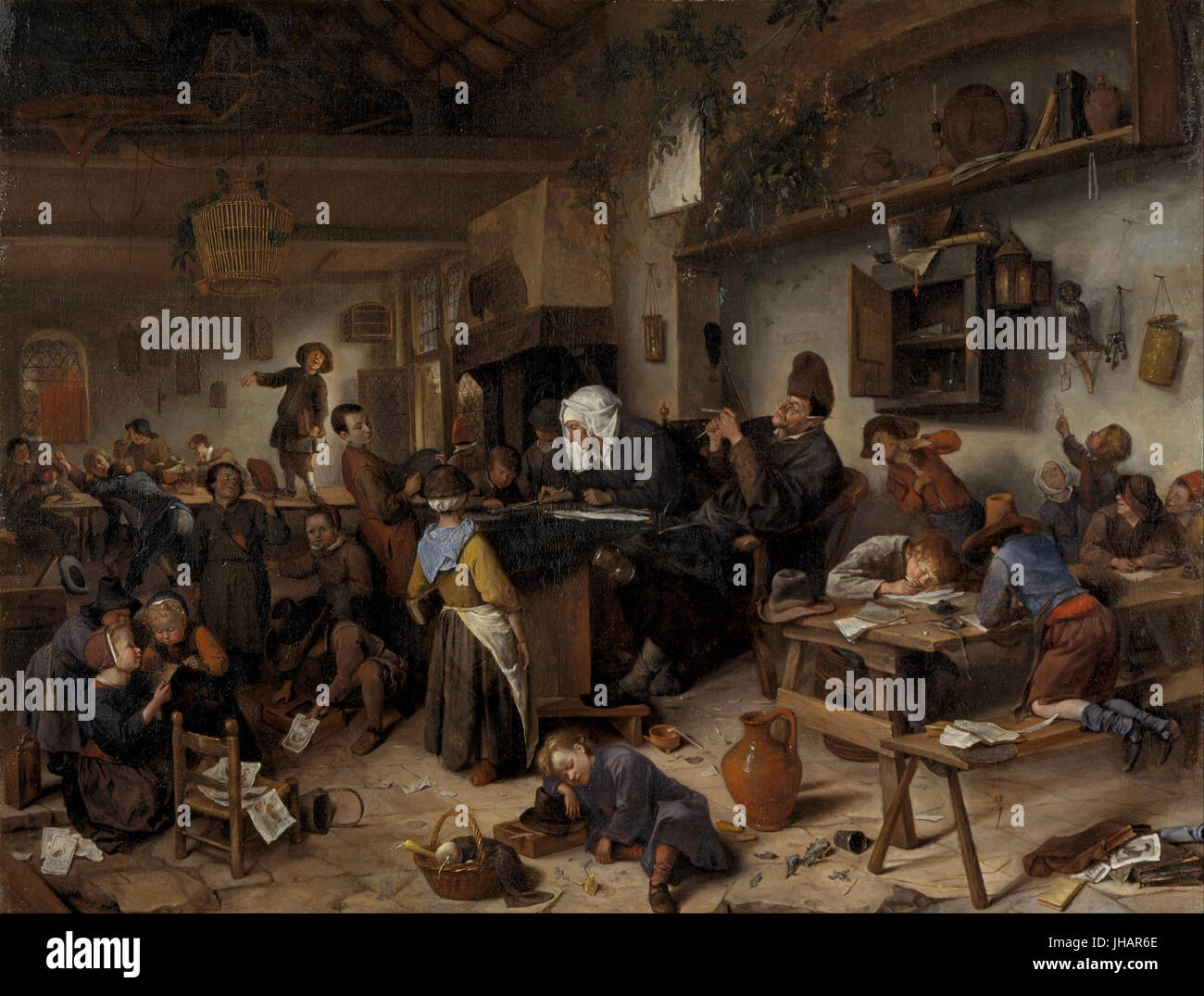 Jan Steen - A School for Boys and Girls - Stock Photo