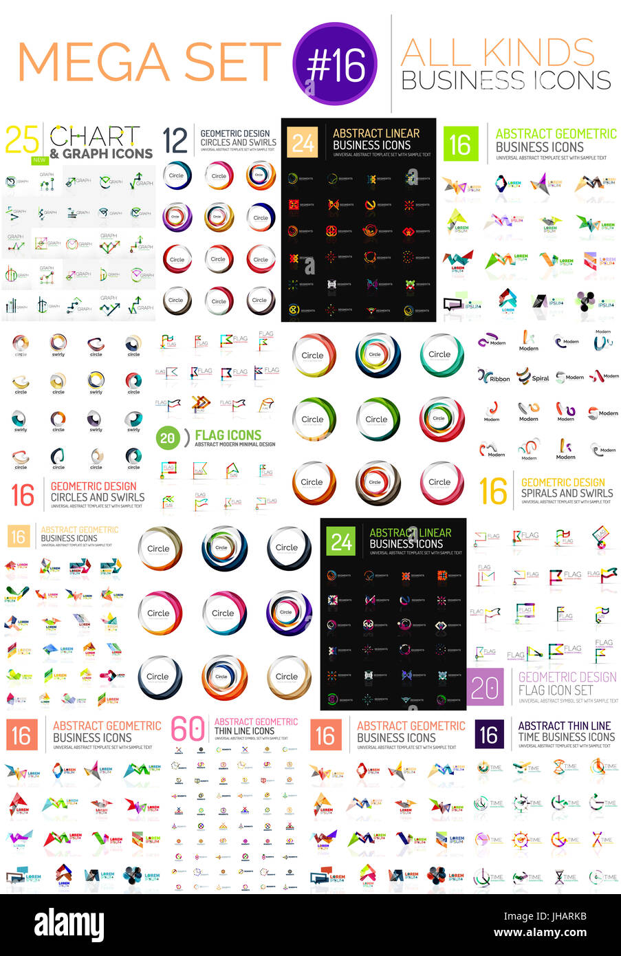 Logo mega collection, abstract geometric business icon set Stock Photo ...