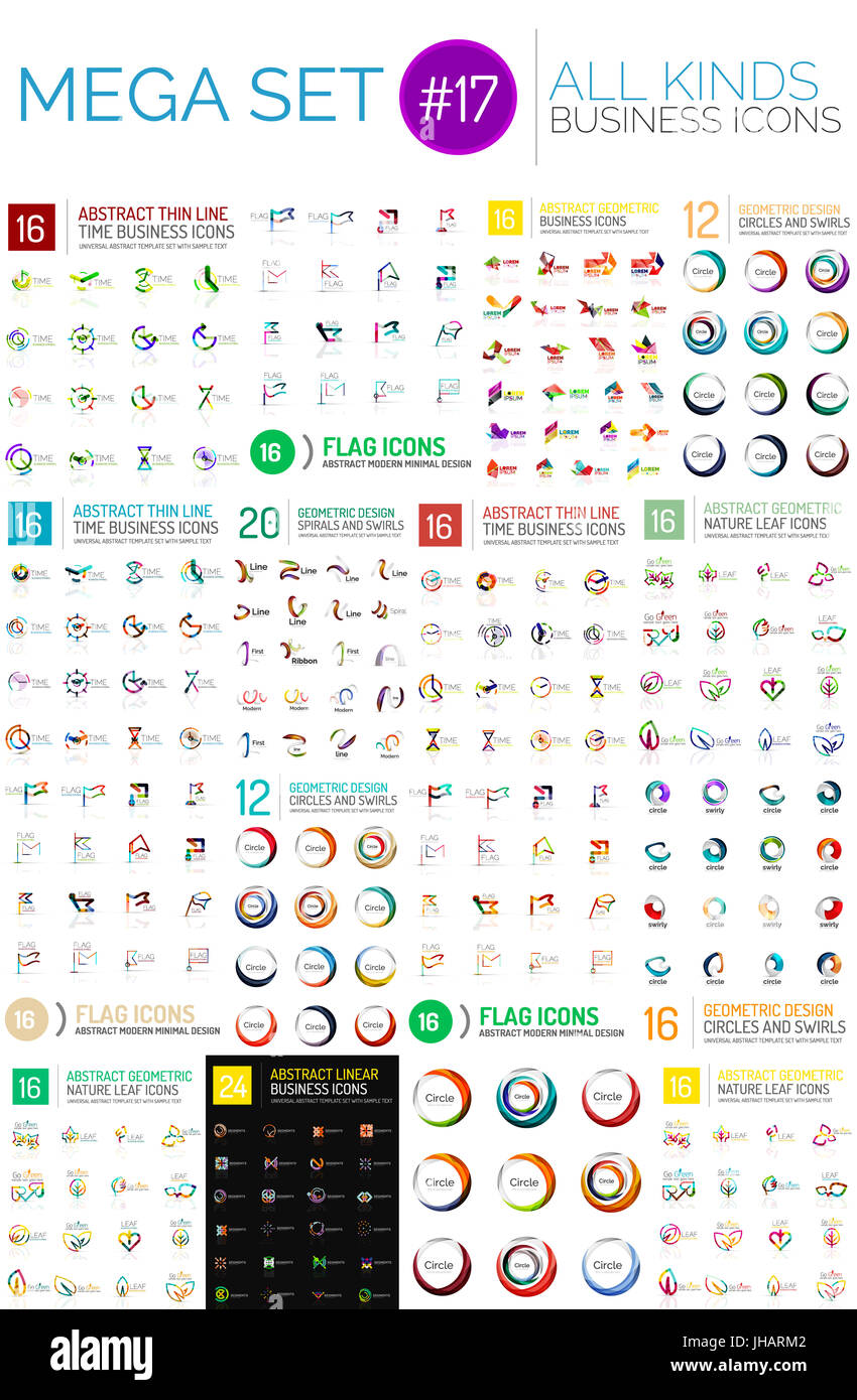 Logo mega collection, abstract geometric business icon set Stock Photo ...