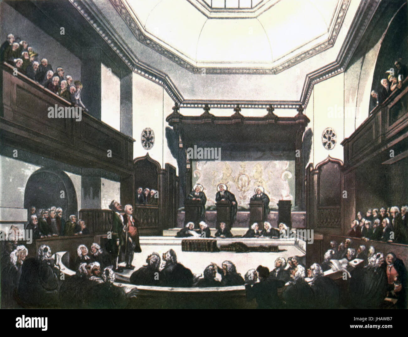 Microcosm of London Plate 023 - Court of Common Pleas, Westminster Hall (colour) Stock Photo