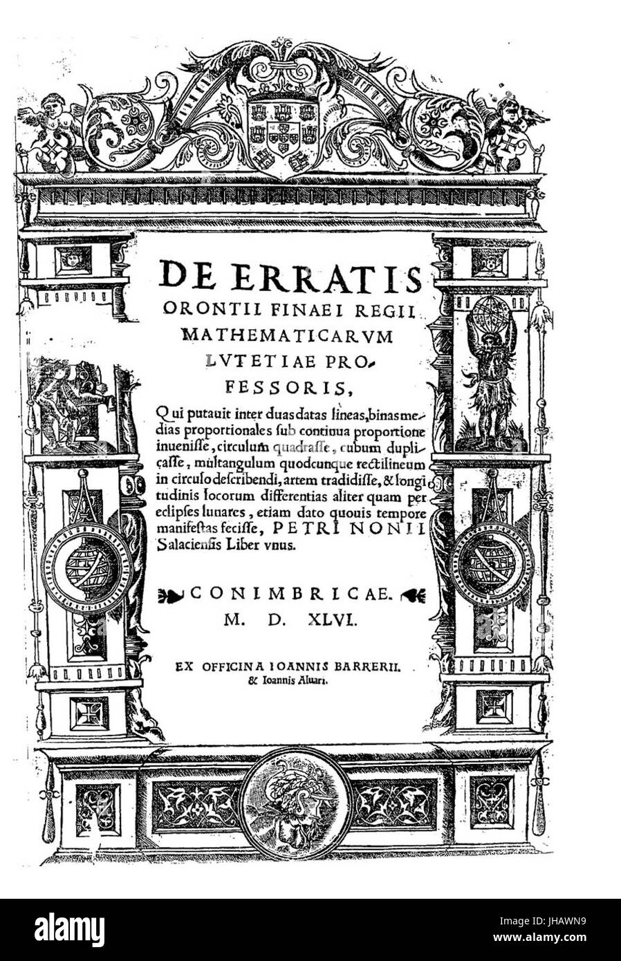Nunes - De erratis Orontii Finaei, 1546 - 103782 Stock Photo